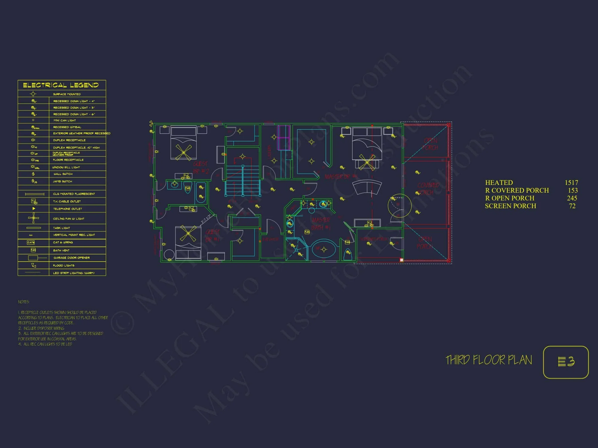 Modern Beach house Plan with 4-Story CAD Designs & Features