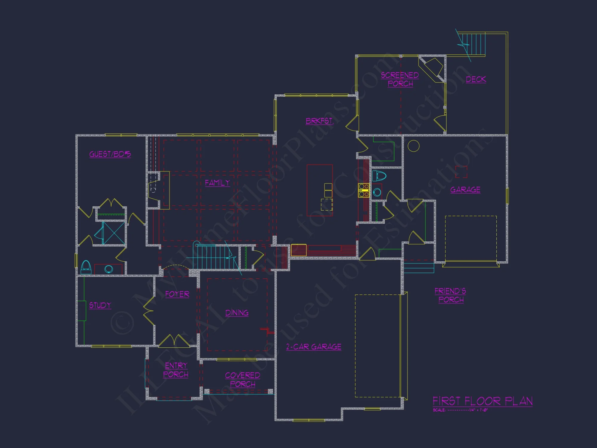 Elegant house Plan with 5 Beds, 5 Baths & Architectural CAD Designs