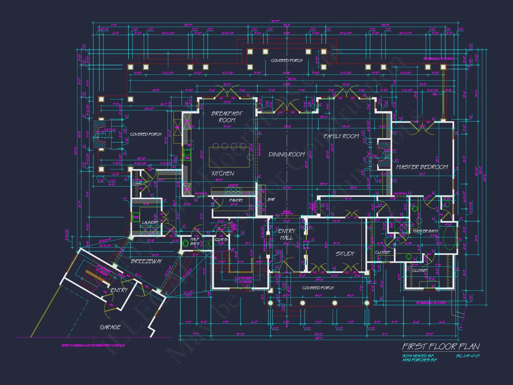 Customizable house Plan with 7 Bedrooms and Unique Garage Design