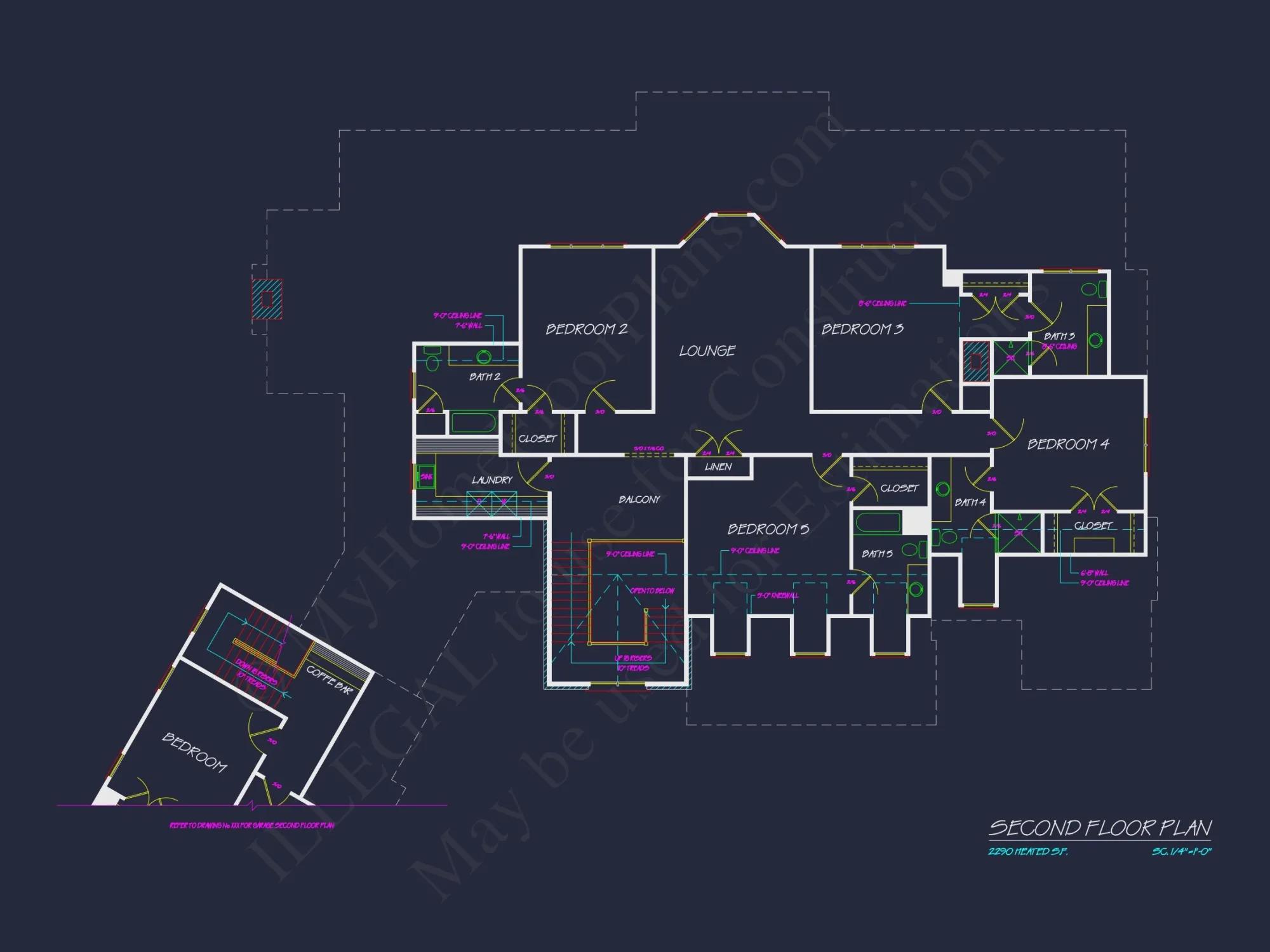 Customizable house Plan with 7 Bedrooms and Unique Garage Design