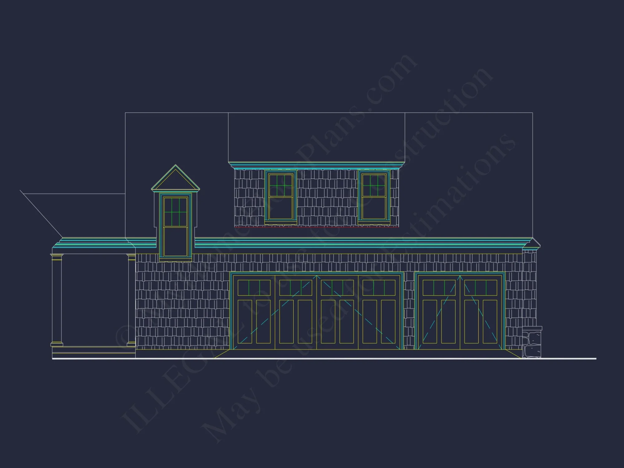 Customizable house Plan with 7 Bedrooms and Unique Garage Design