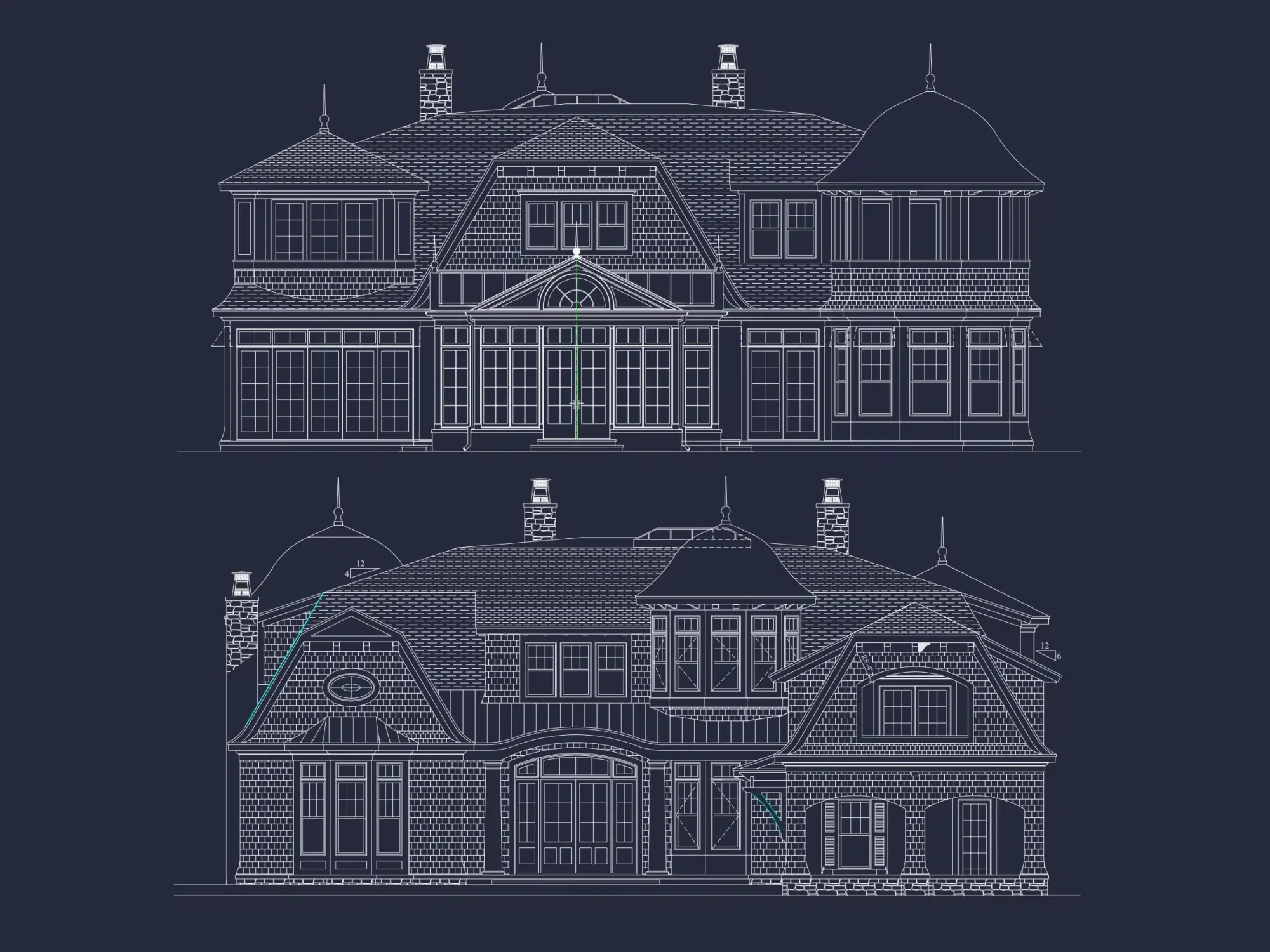 Elegant Two-Story house Plan with Detailed Architecture Design