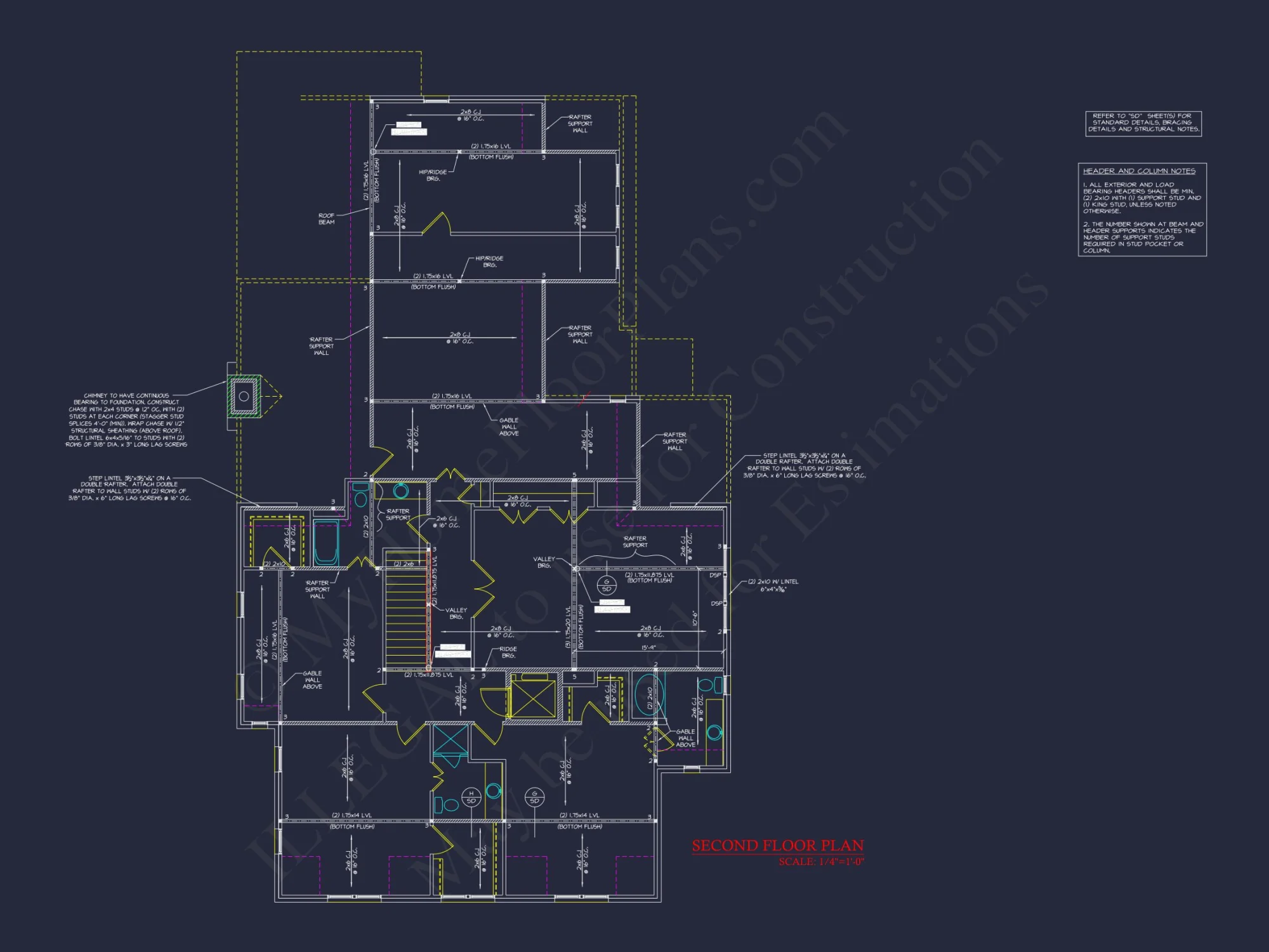 Spacious 2-Story house Plan with Detailed CAD Floor Designs