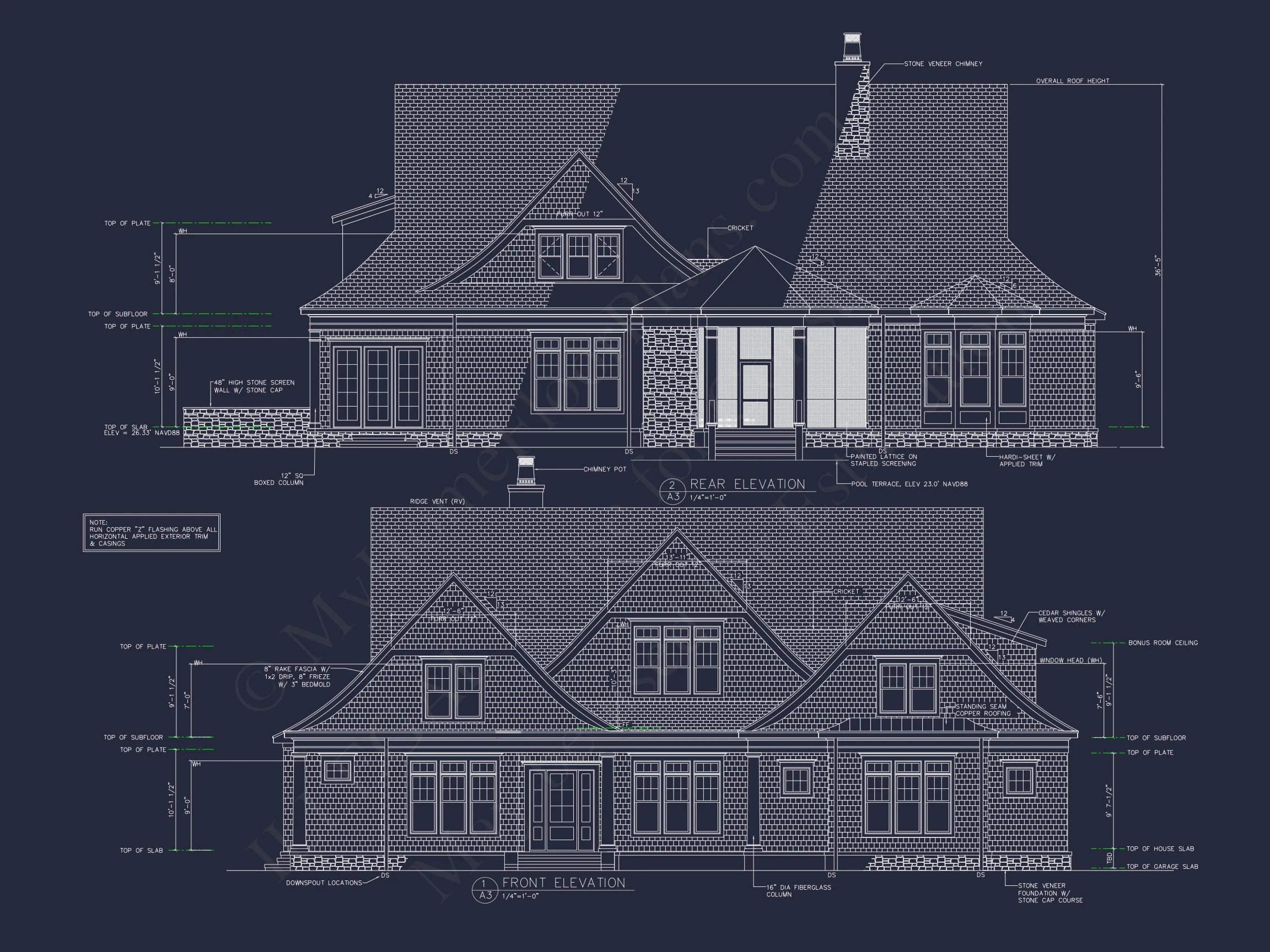 Elegant Shingle Style house Plan with 5 Beds and CAD Designs