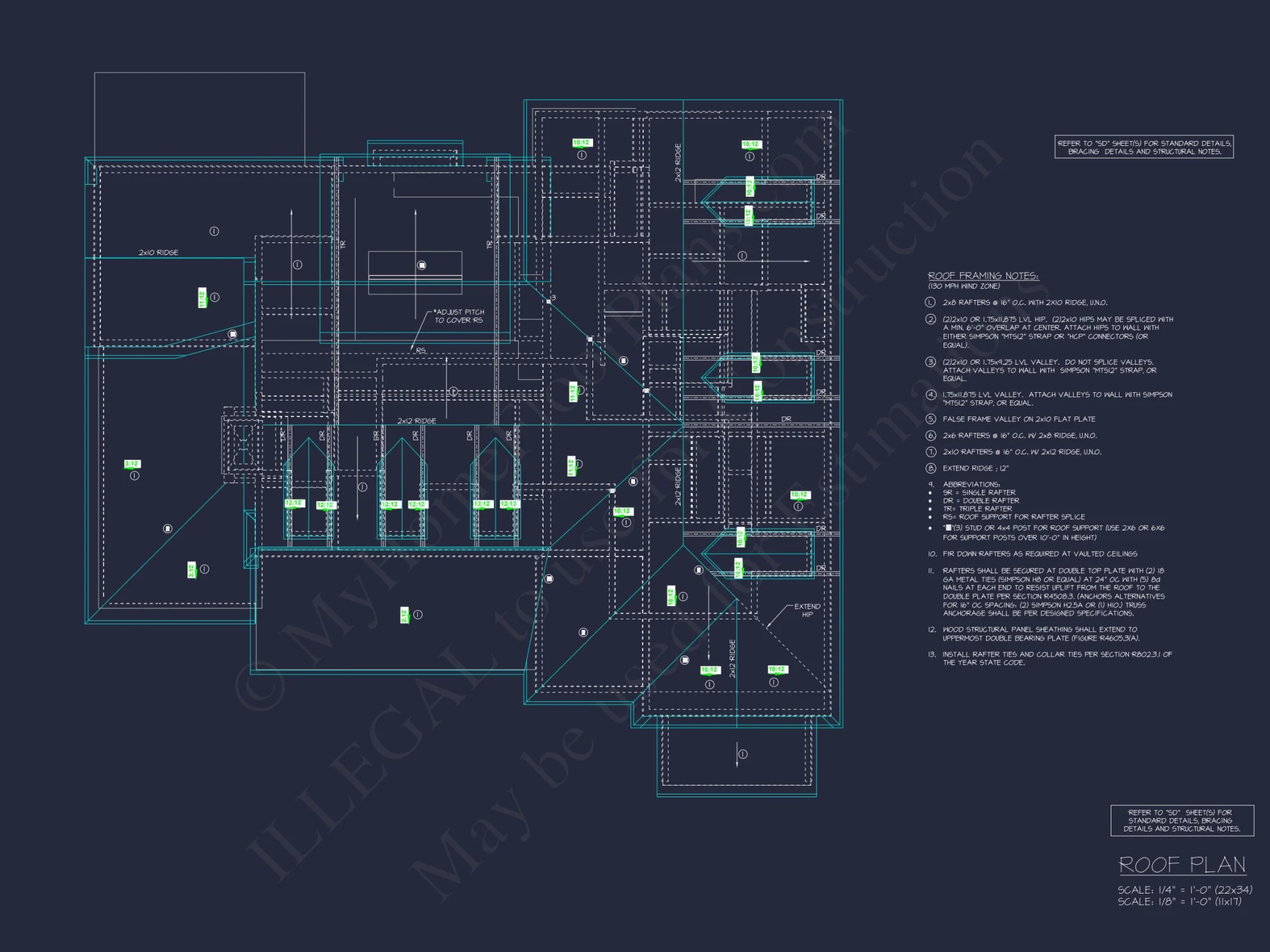 Colonial Revival house Plan with 5 Bedrooms and 2 Floors