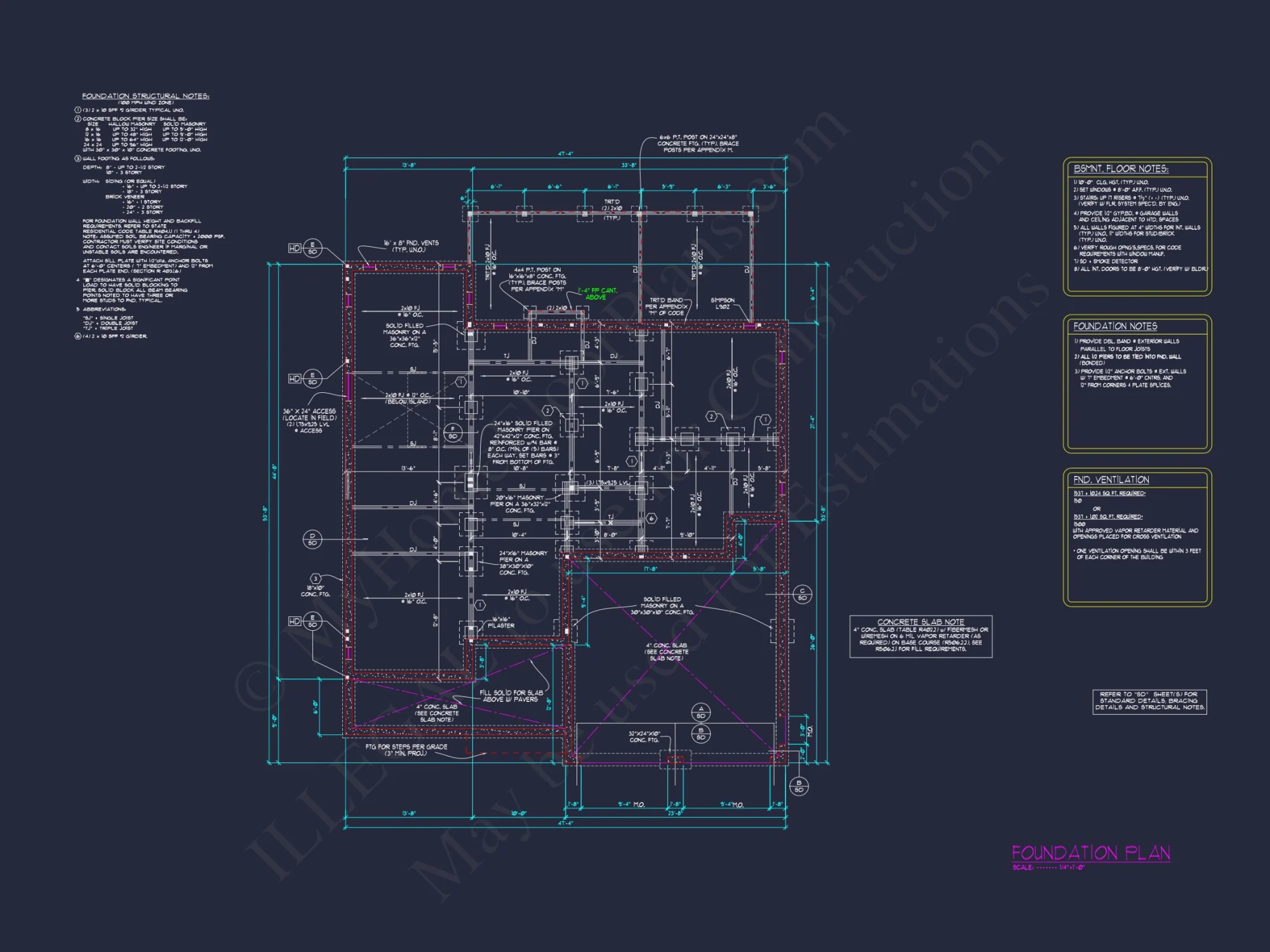 Beautiful 2-Story house Floor Plan with 5 Bedrooms and CAD Designs