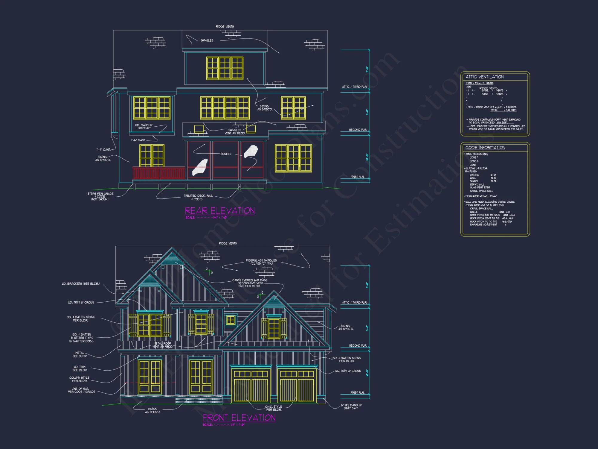 Beautiful 2-Story house Floor Plan with 5 Bedrooms and CAD Designs