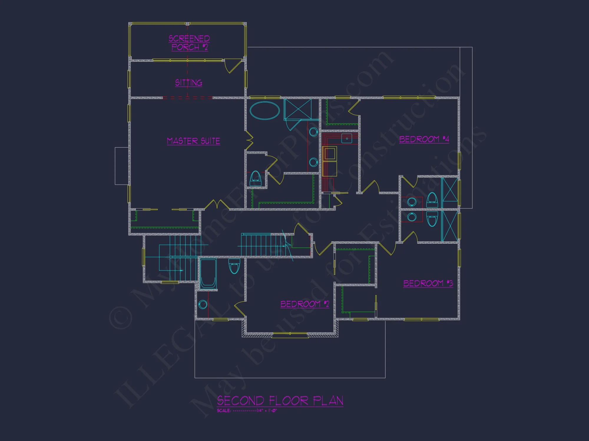 Elegant house Design: 3-Story CAD Floor Plan with Colonial Style