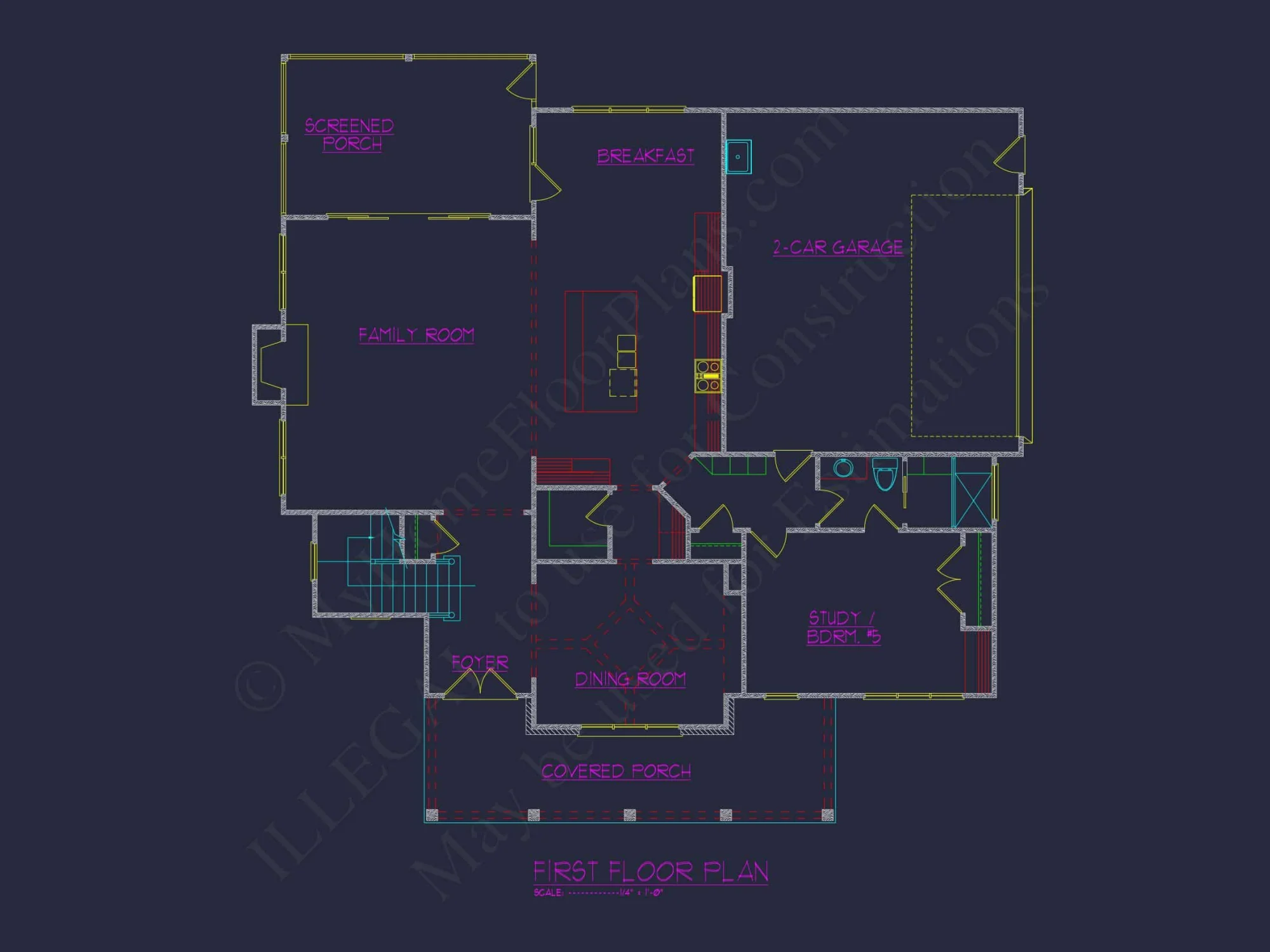 Elegant house Design: 3-Story CAD Floor Plan with Colonial Style