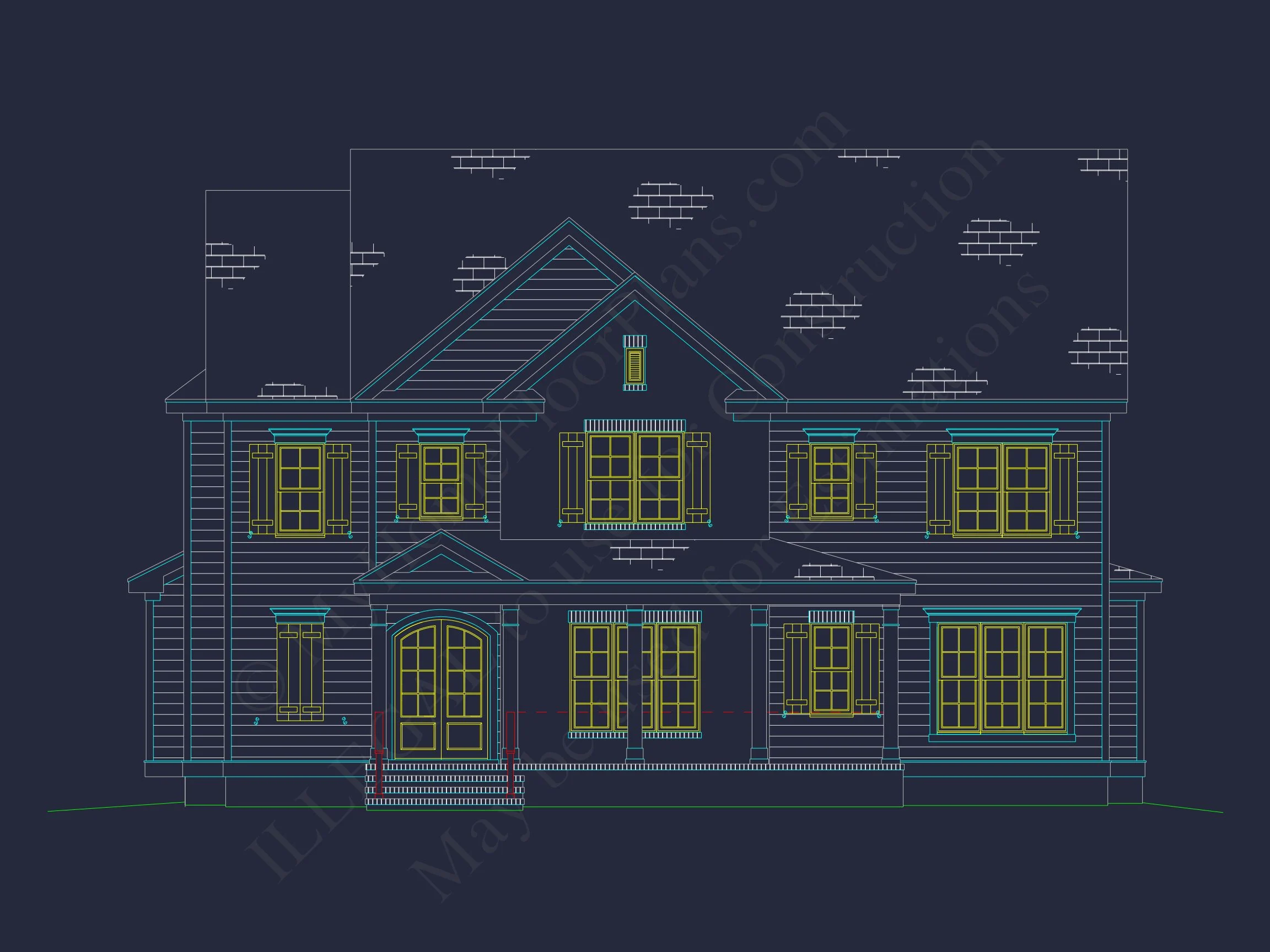 17-1163 HOUSE PLAN - Elegant House Design: 3-Story CAD Floor Plan with Colonial Style 3 Elegant house Design: 3-Story CAD Floor Plan with Colonial Style