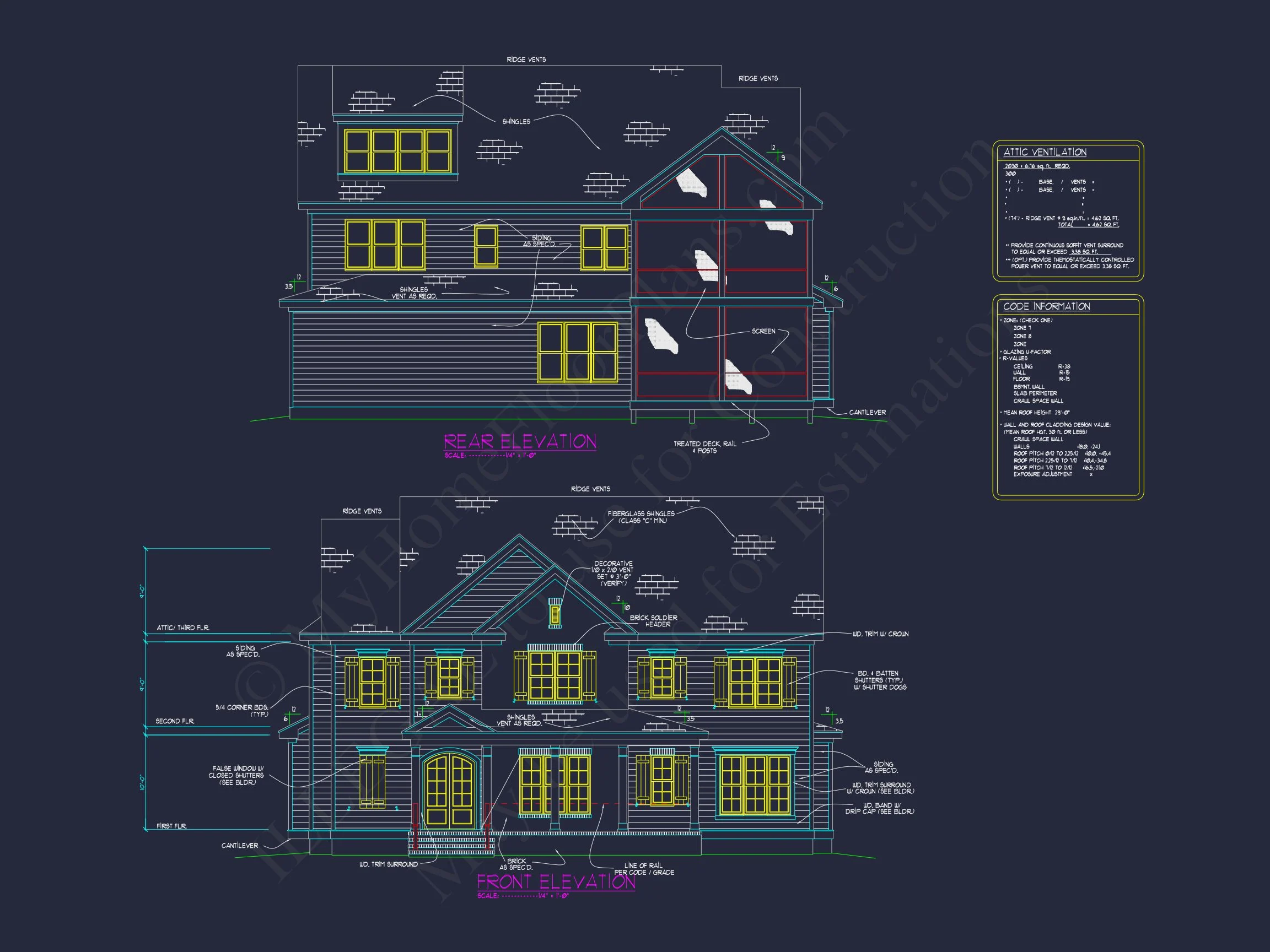 17-1163 HOUSE PLAN - Elegant House Design: 3-Story CAD Floor Plan with Colonial Style 4 Elegant house Design: 3-Story CAD Floor Plan with Colonial Style