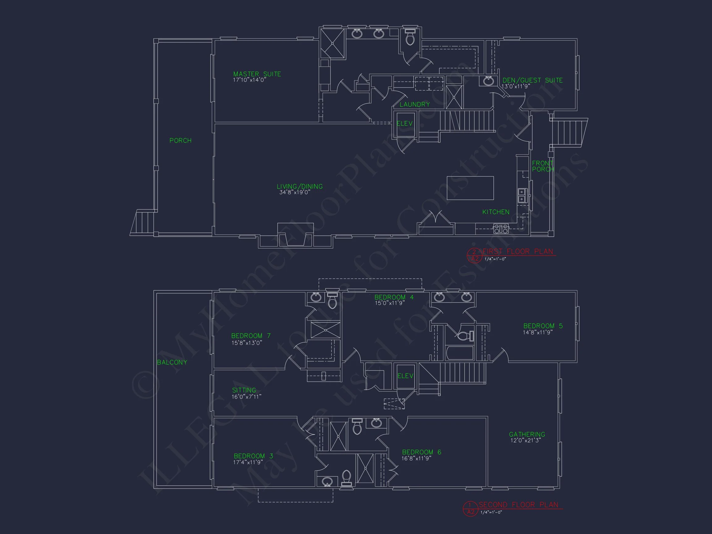 Modern house Plan with 7 Bedrooms and Spacious Floor Designs
