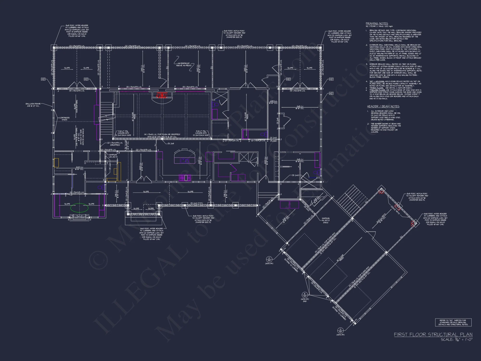 Modern house Floor Plan with CAD Designs and Blueprint