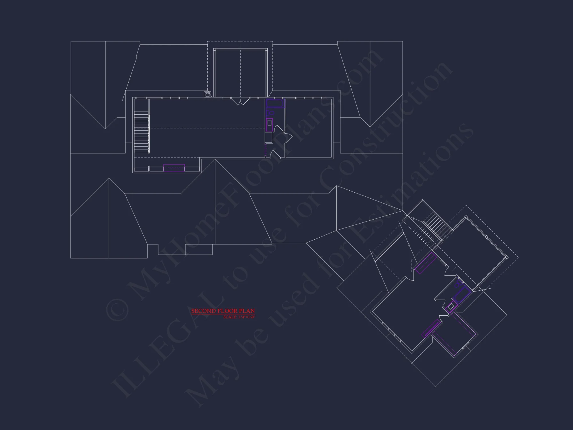 Modern house Floor Plan with CAD Designs and Blueprint