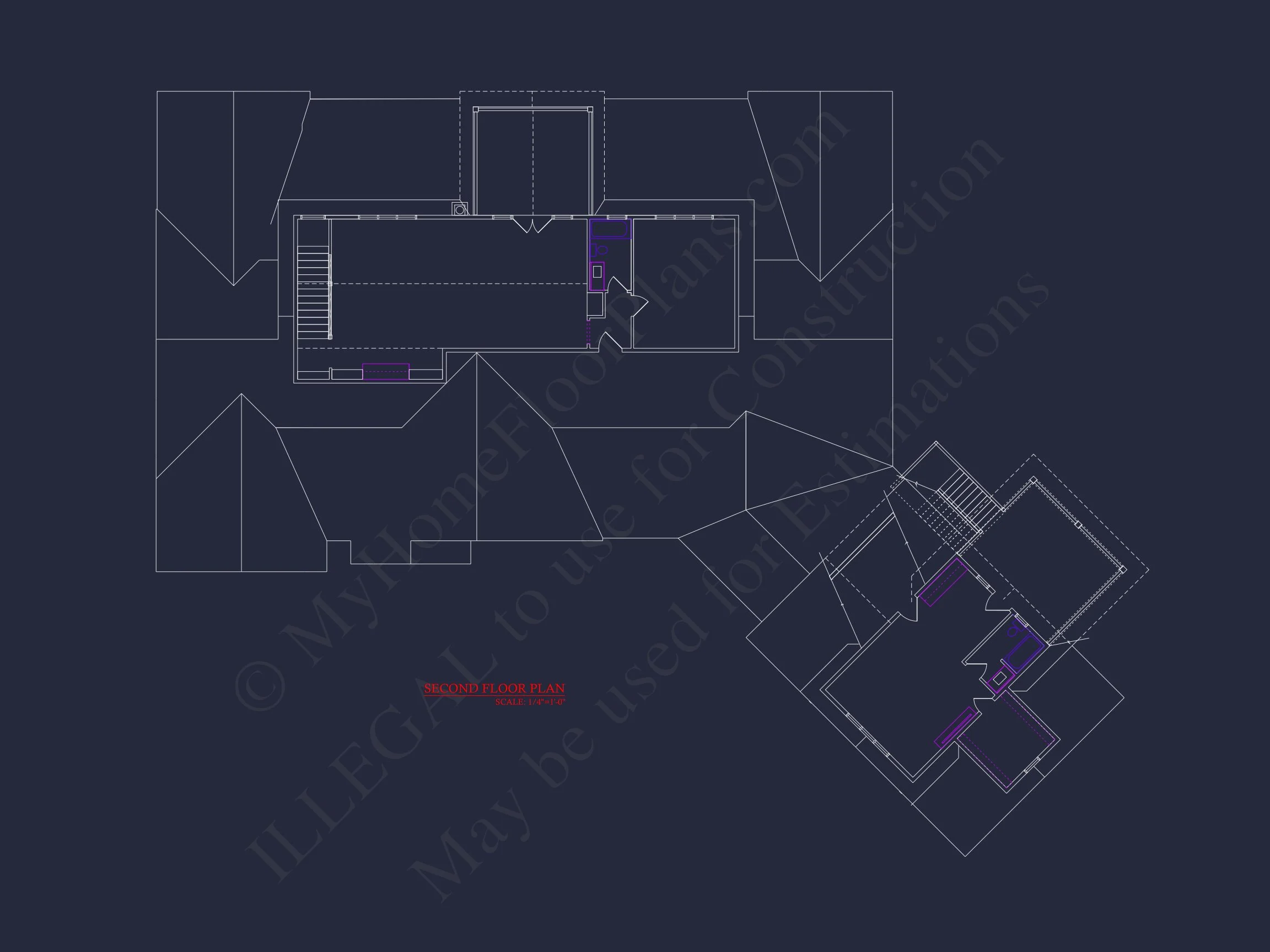 Modern house Floor Plan with CAD Designs and Blueprint