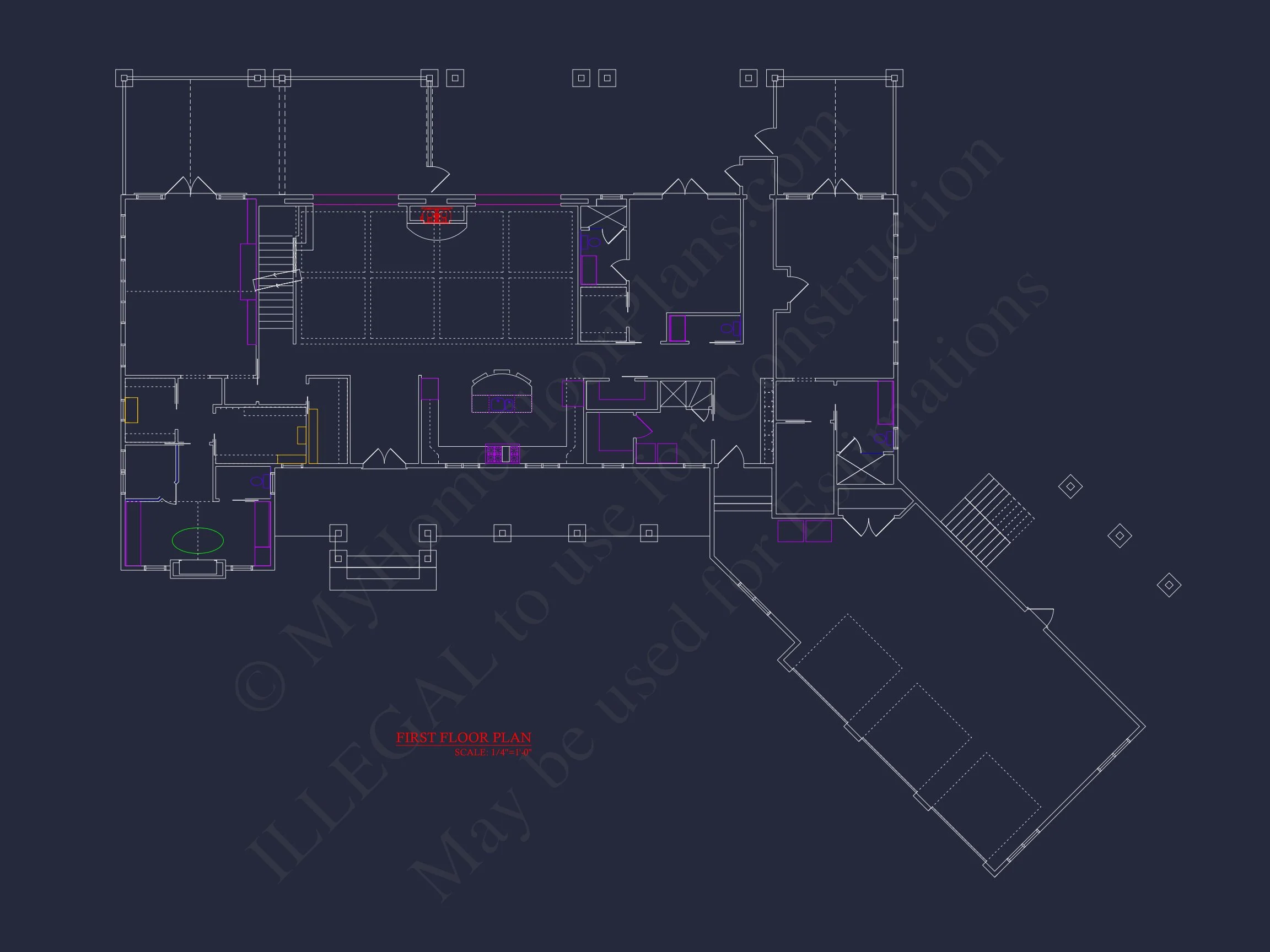 Modern house Floor Plan with CAD Designs and Blueprint