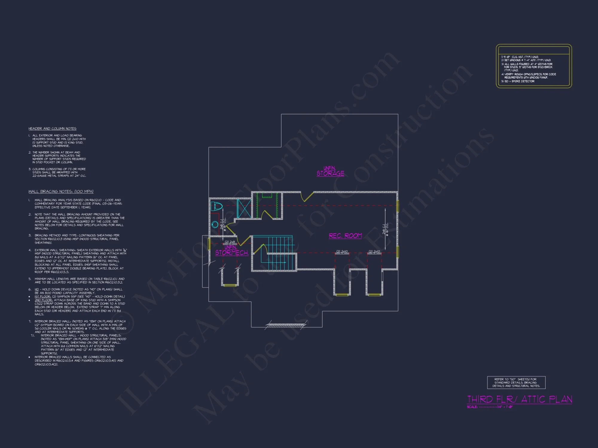 Traditional house Plan with 2.5 Stories, 4 Beds, and CAD Blueprint