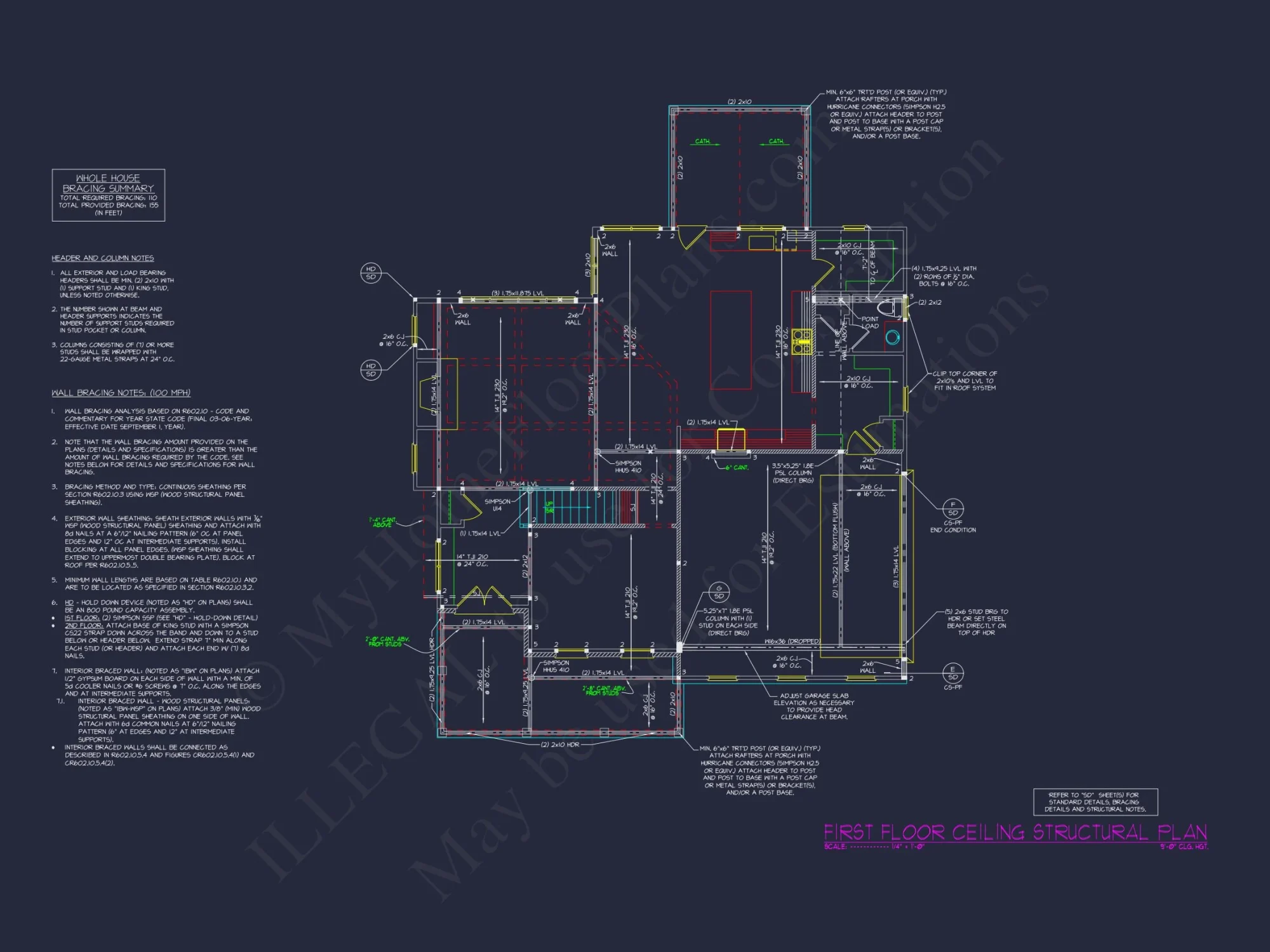 Traditional house Plan with 2.5 Stories, 4 Beds, and CAD Blueprint