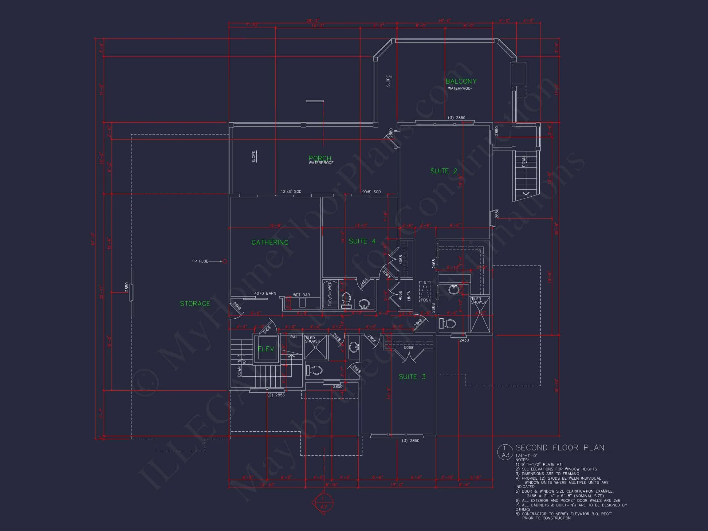 17-1036 HOUSE PLAN - Elegant Beach House Plan: CAD and Blueprint Designs 11 Elegant Beach house Plan: CAD and Blueprint Designs
