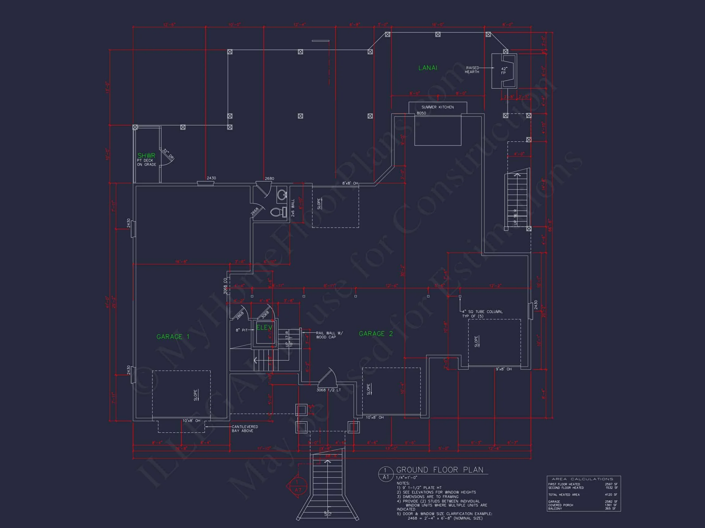 17-1036 HOUSE PLAN - Elegant Beach House Plan: CAD and Blueprint Designs 9 Elegant Beach house Plan: CAD and Blueprint Designs
