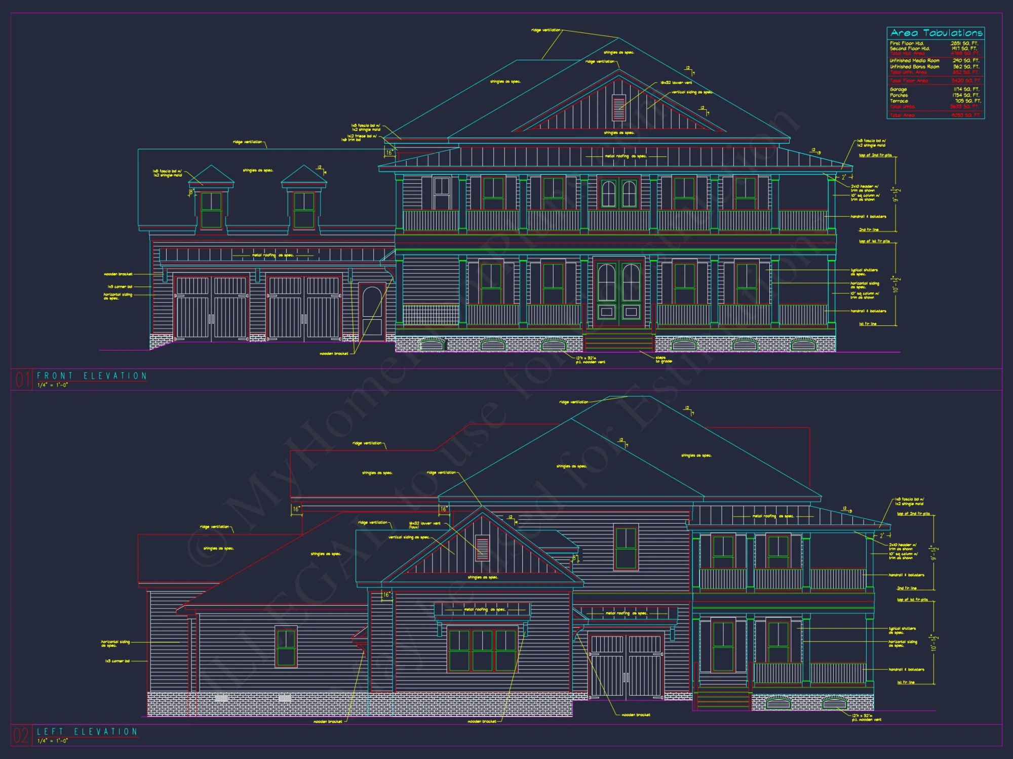 Elegant house Plan with Floor Plans and Blueprint Designs