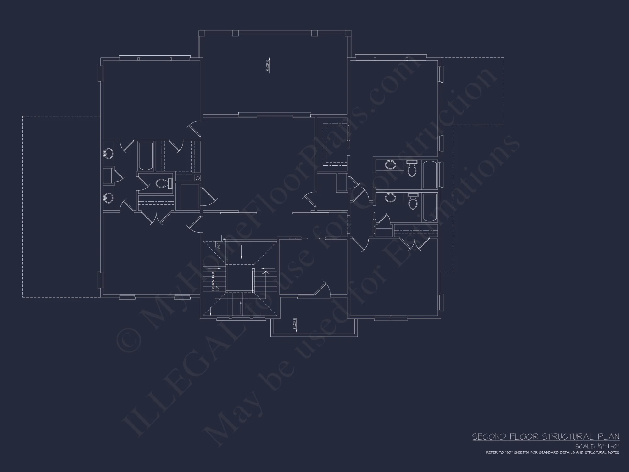 Modern house Floor Plan Blueprint with CAD Architecture