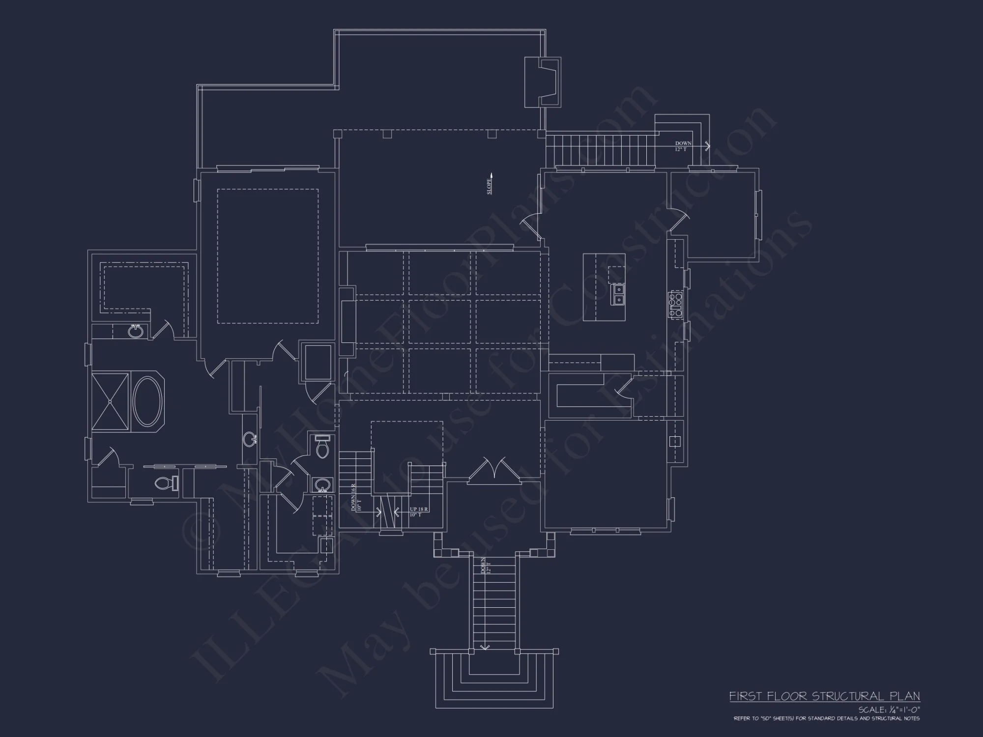 Modern house Floor Plan Blueprint with CAD Architecture