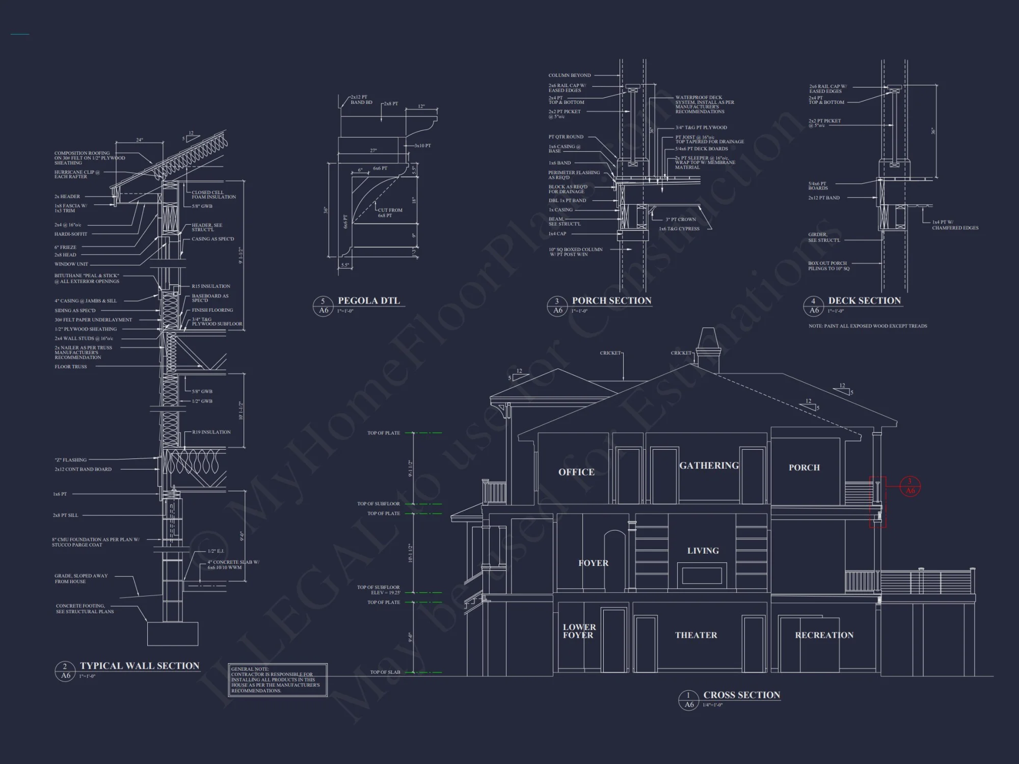 Modern house Floor Plan Blueprint with CAD Architecture