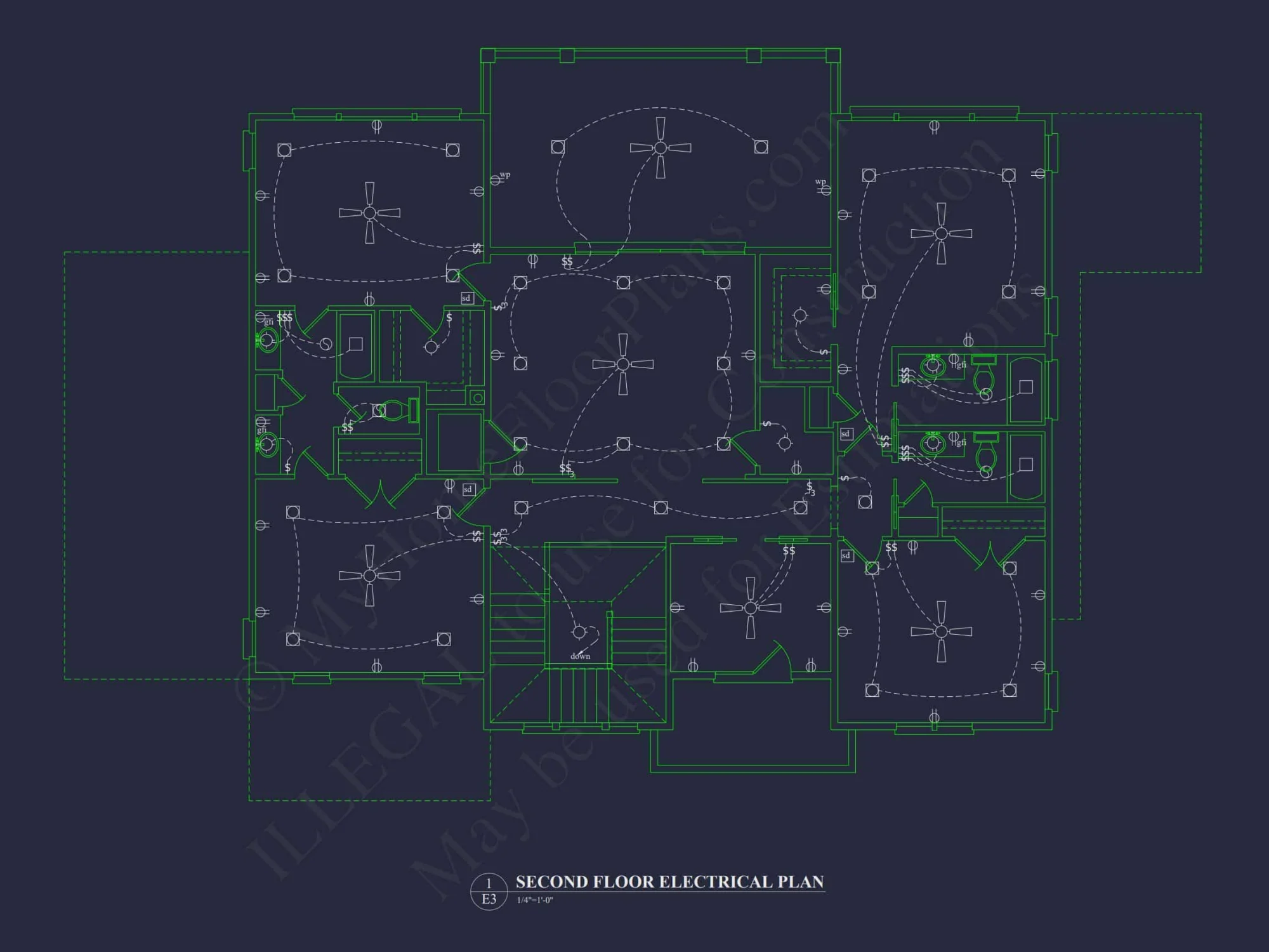 Modern house Floor Plan Blueprint with CAD Architecture
