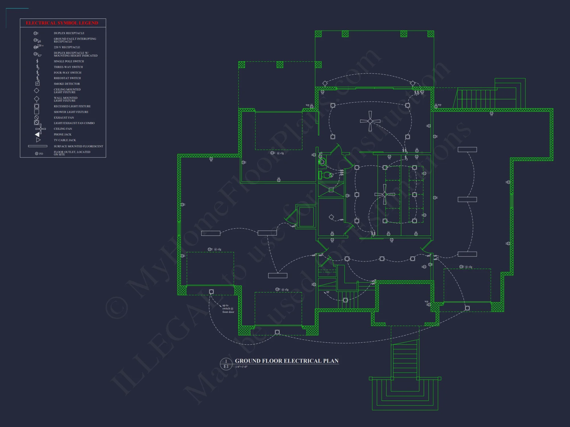 Modern house Floor Plan Blueprint with CAD Architecture