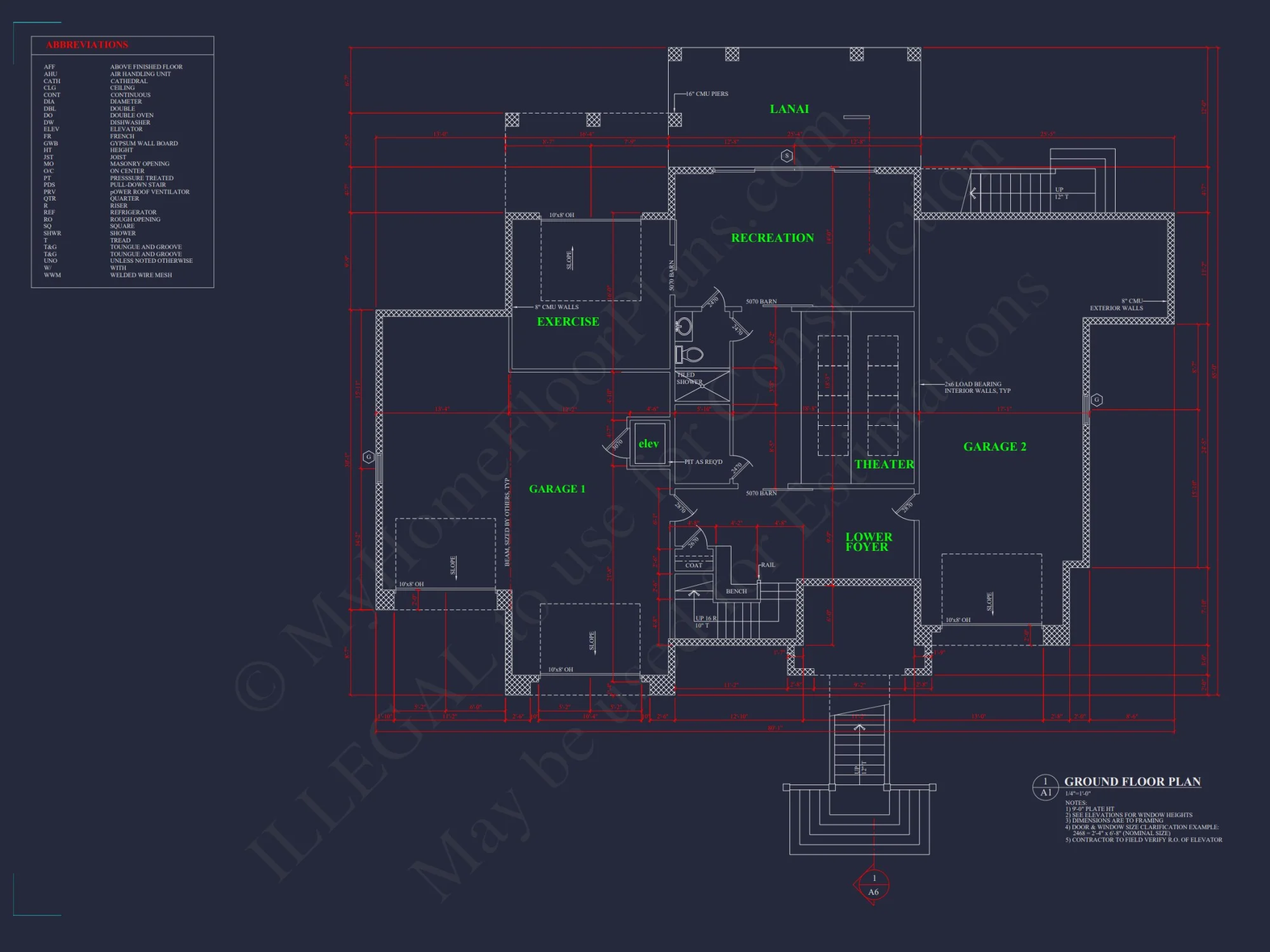 Modern house Floor Plan Blueprint with CAD Architecture