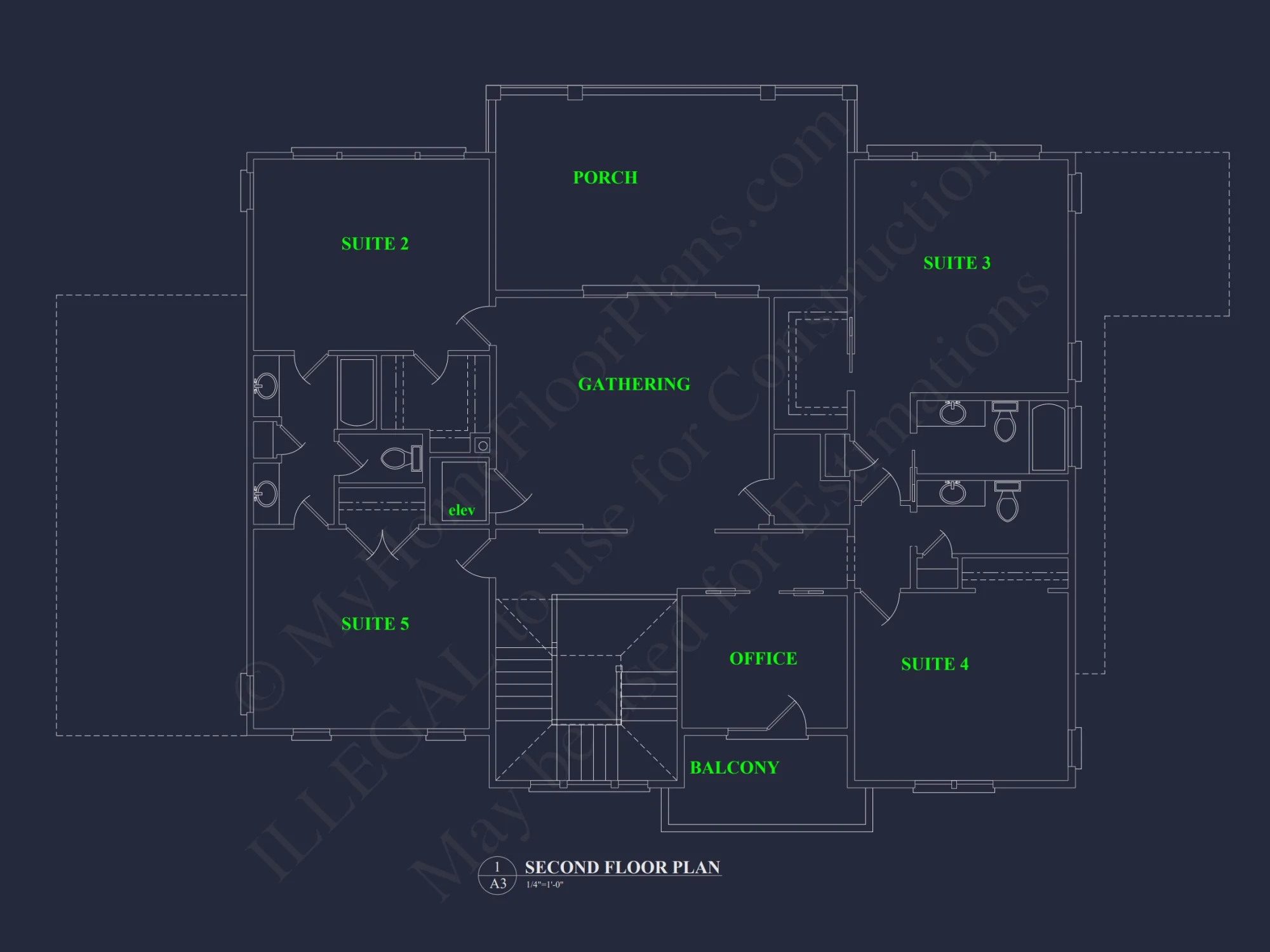 Modern house Floor Plan Blueprint with CAD Architecture