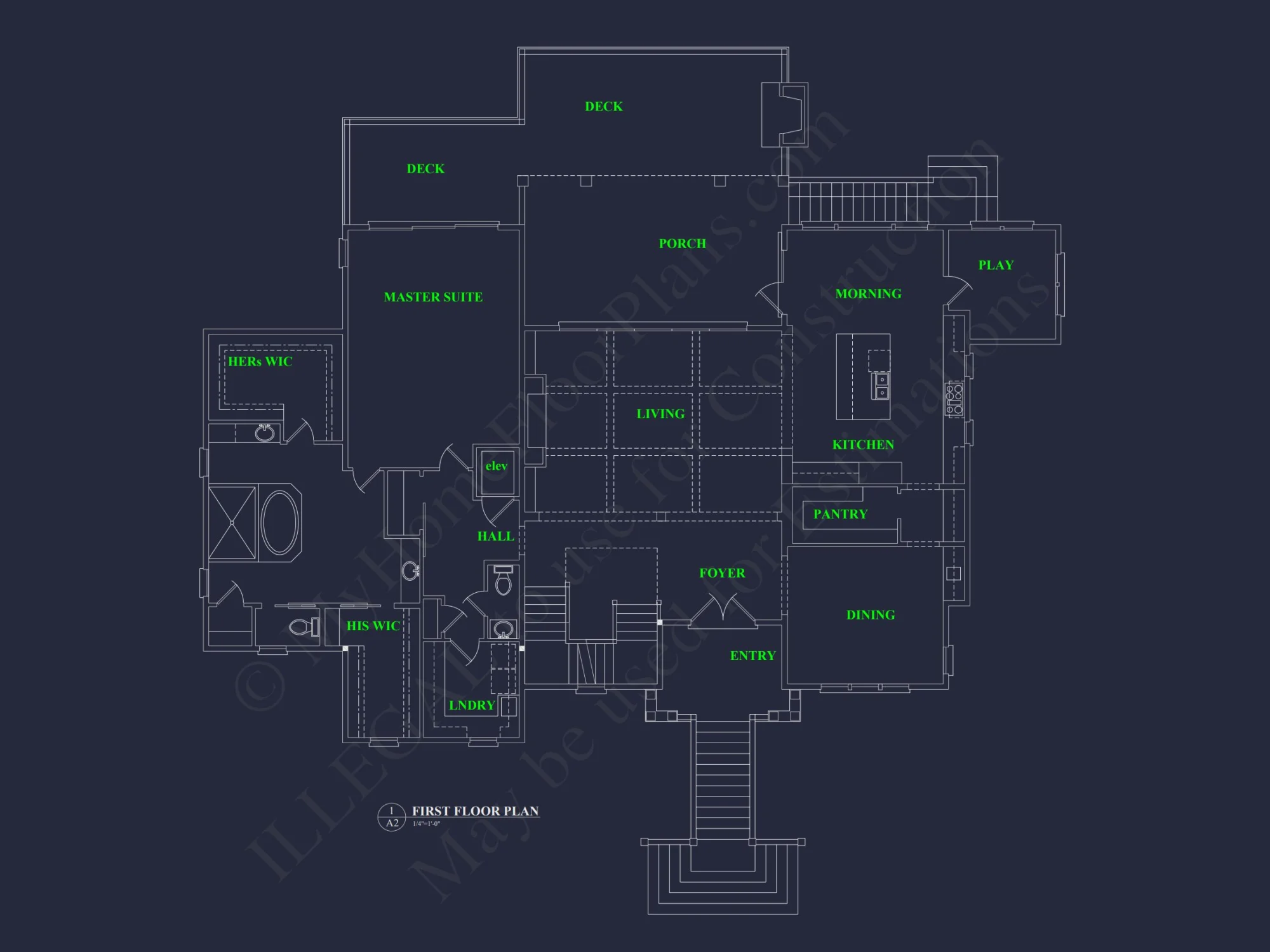 Modern house Floor Plan Blueprint with CAD Architecture