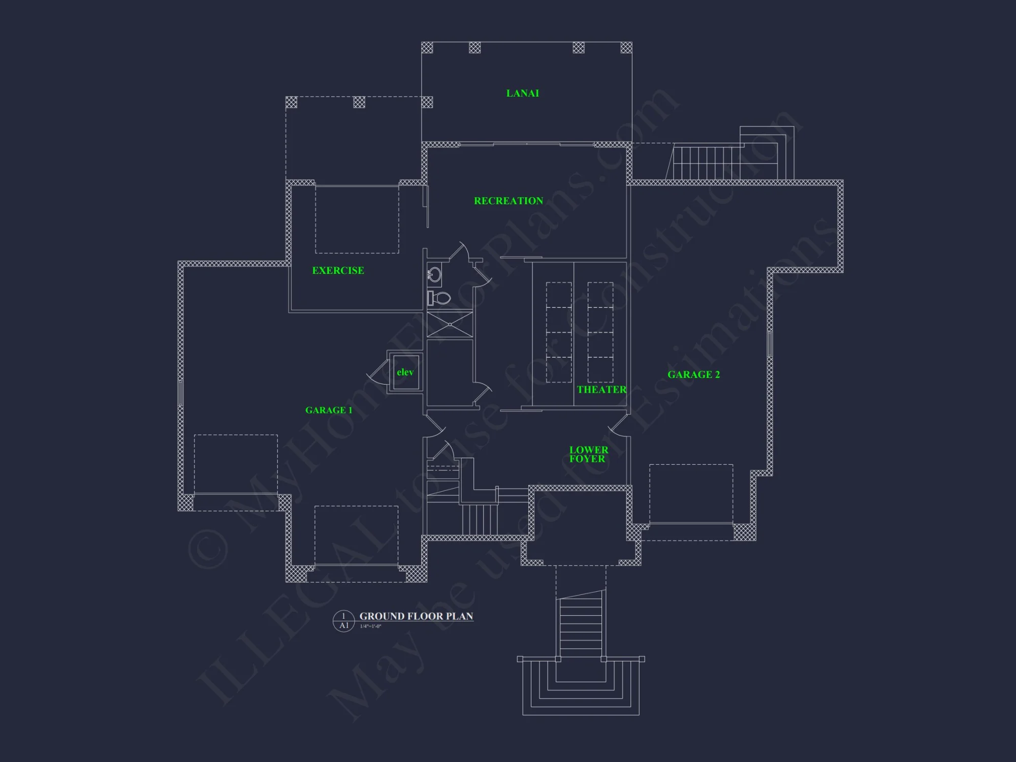 Modern house Floor Plan Blueprint with CAD Architecture