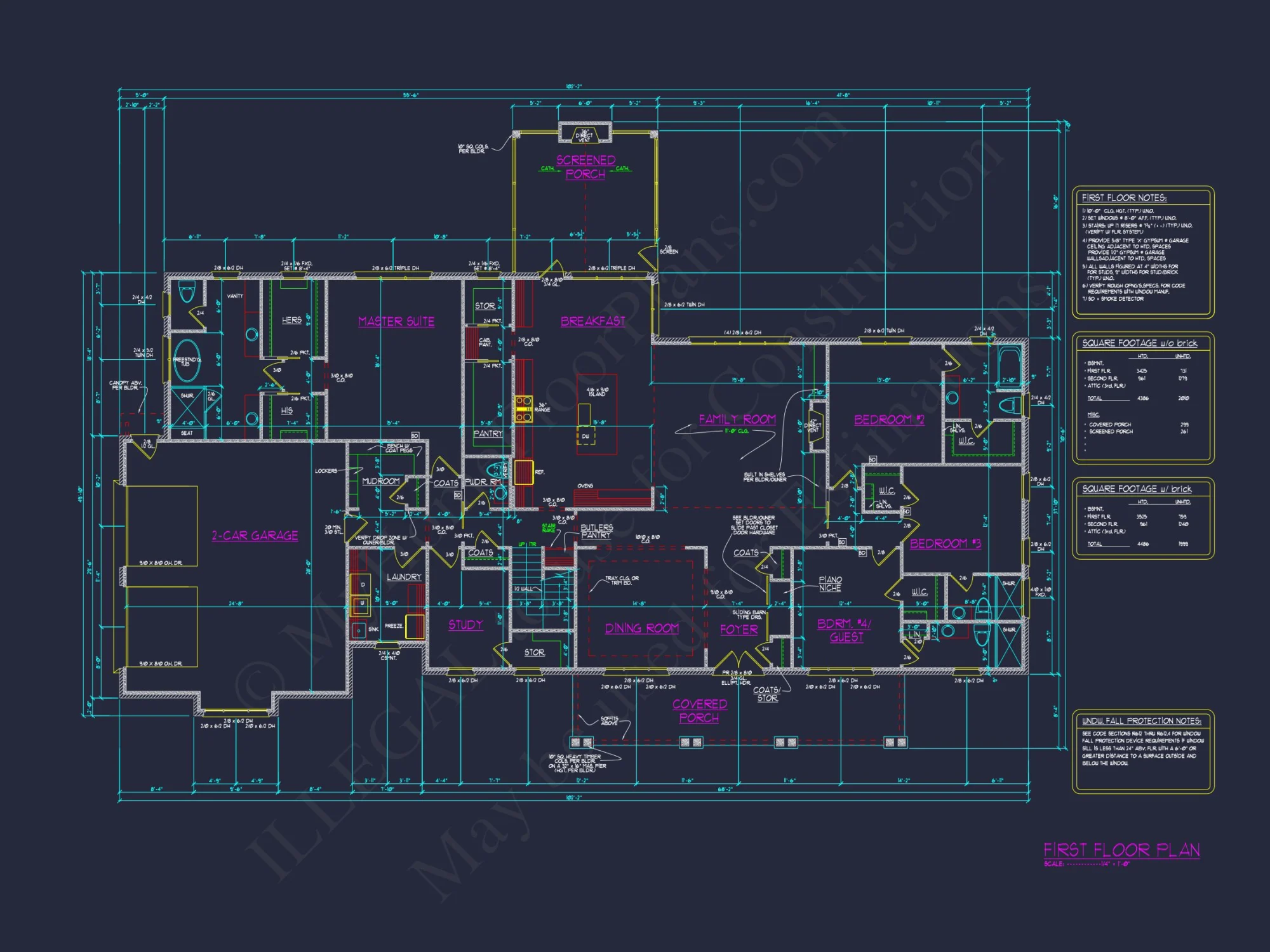 Spacious house Plan with 4 Bedrooms, Study, and CAD Designs