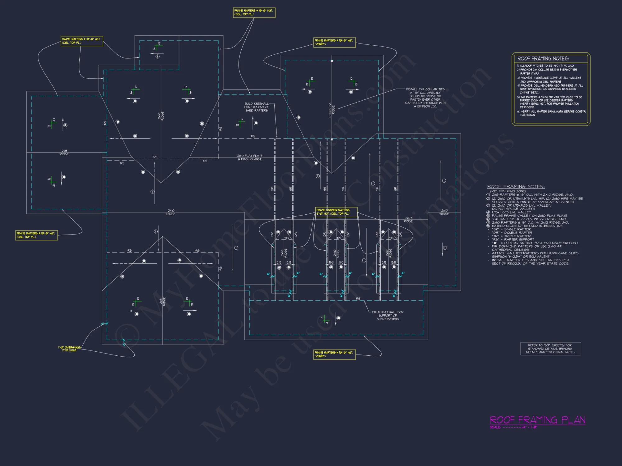 Modern Craftsman house Floor Plan with Detailed Architecture