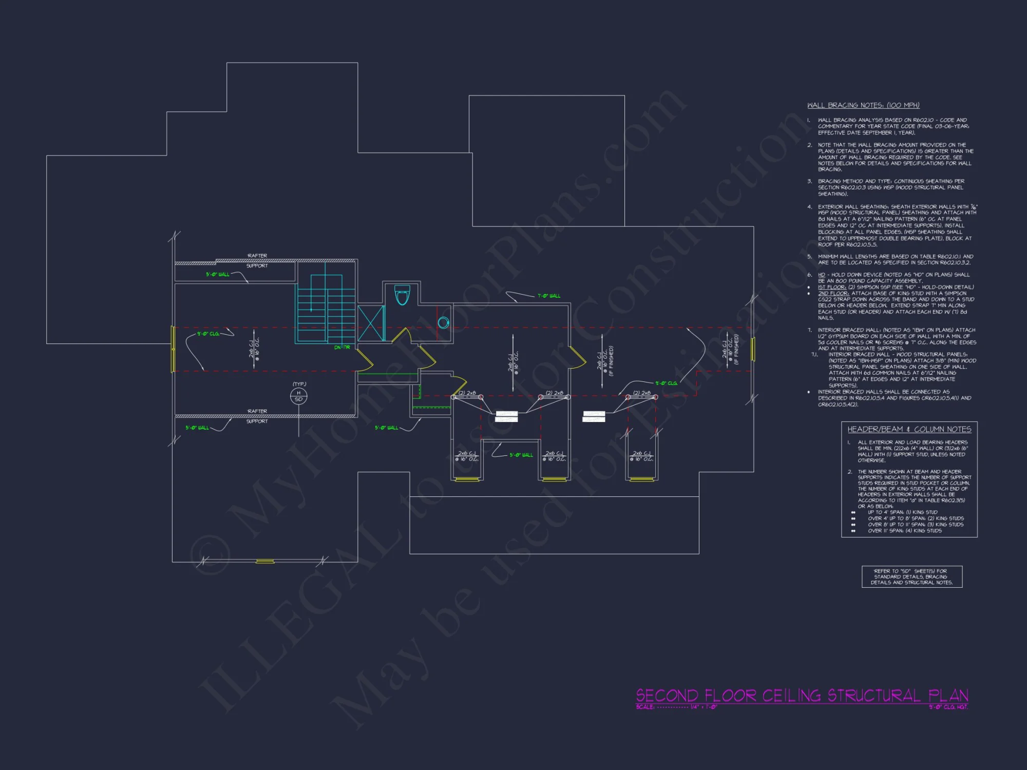 Modern Craftsman house Floor Plan with Detailed Architecture