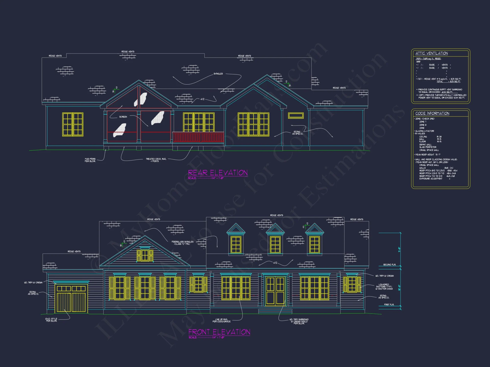 Modern Craftsman house Floor Plan with Detailed Architecture