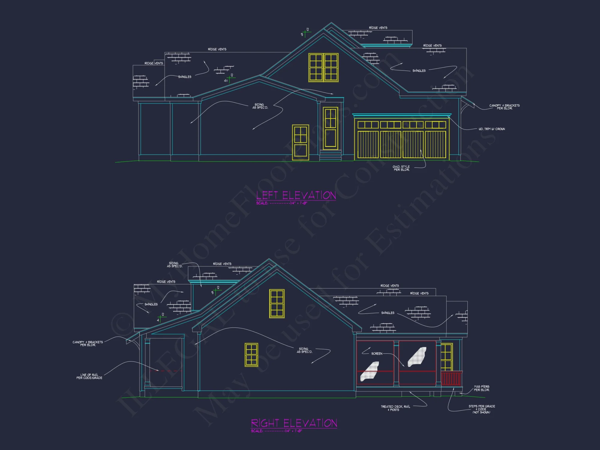 Modern Craftsman house Floor Plan with Detailed Architecture