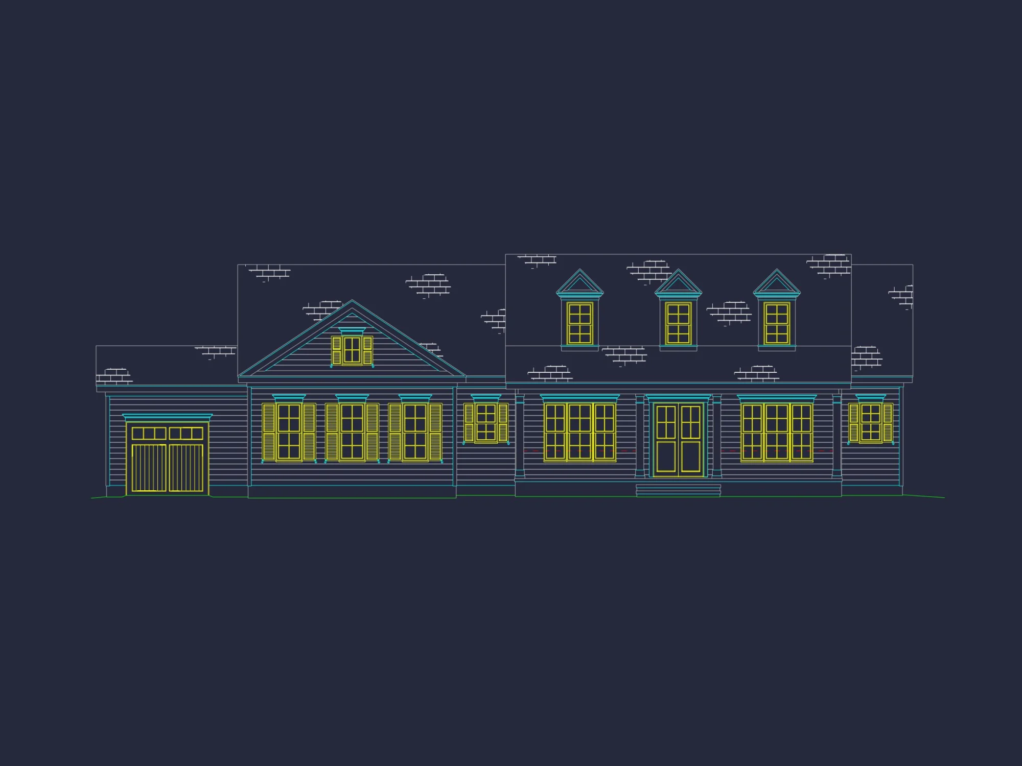 Modern Craftsman house Floor Plan with Detailed Architecture