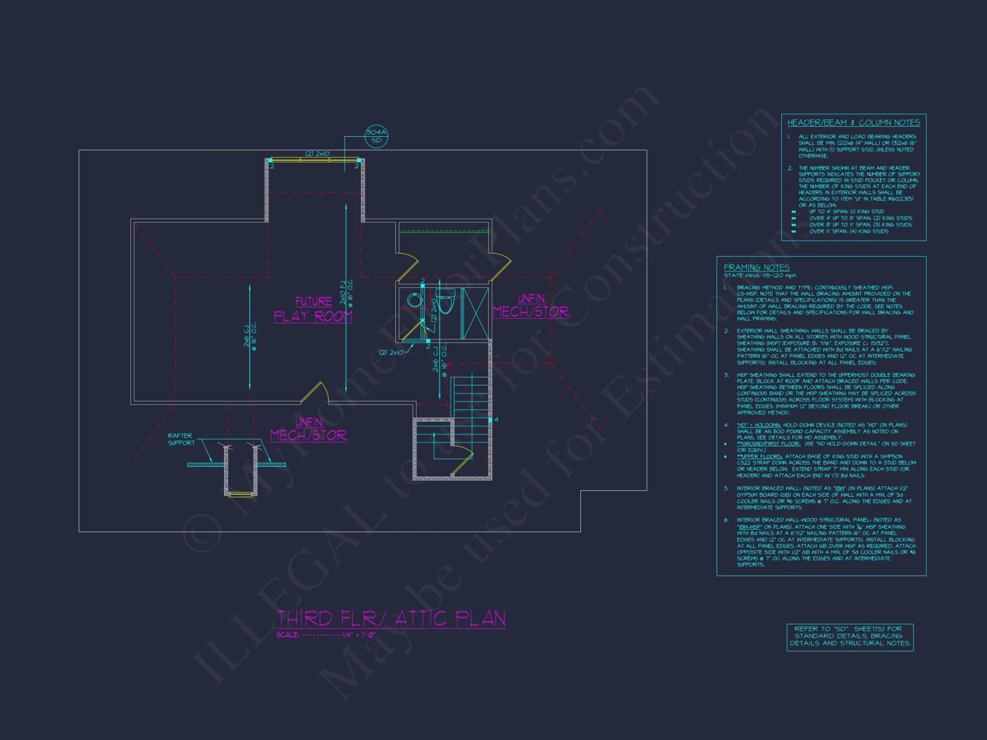 Modern Craftsman house Plan - 3, 978 Sq. Ft., 4 Beds, 2.5-Story