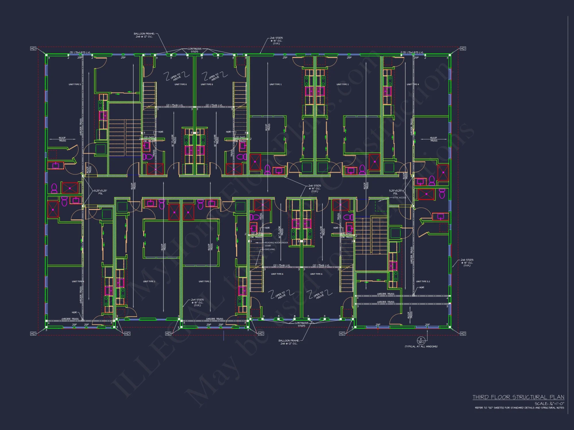 Modern Apartment Complex house Plan with Architectural Blueprints