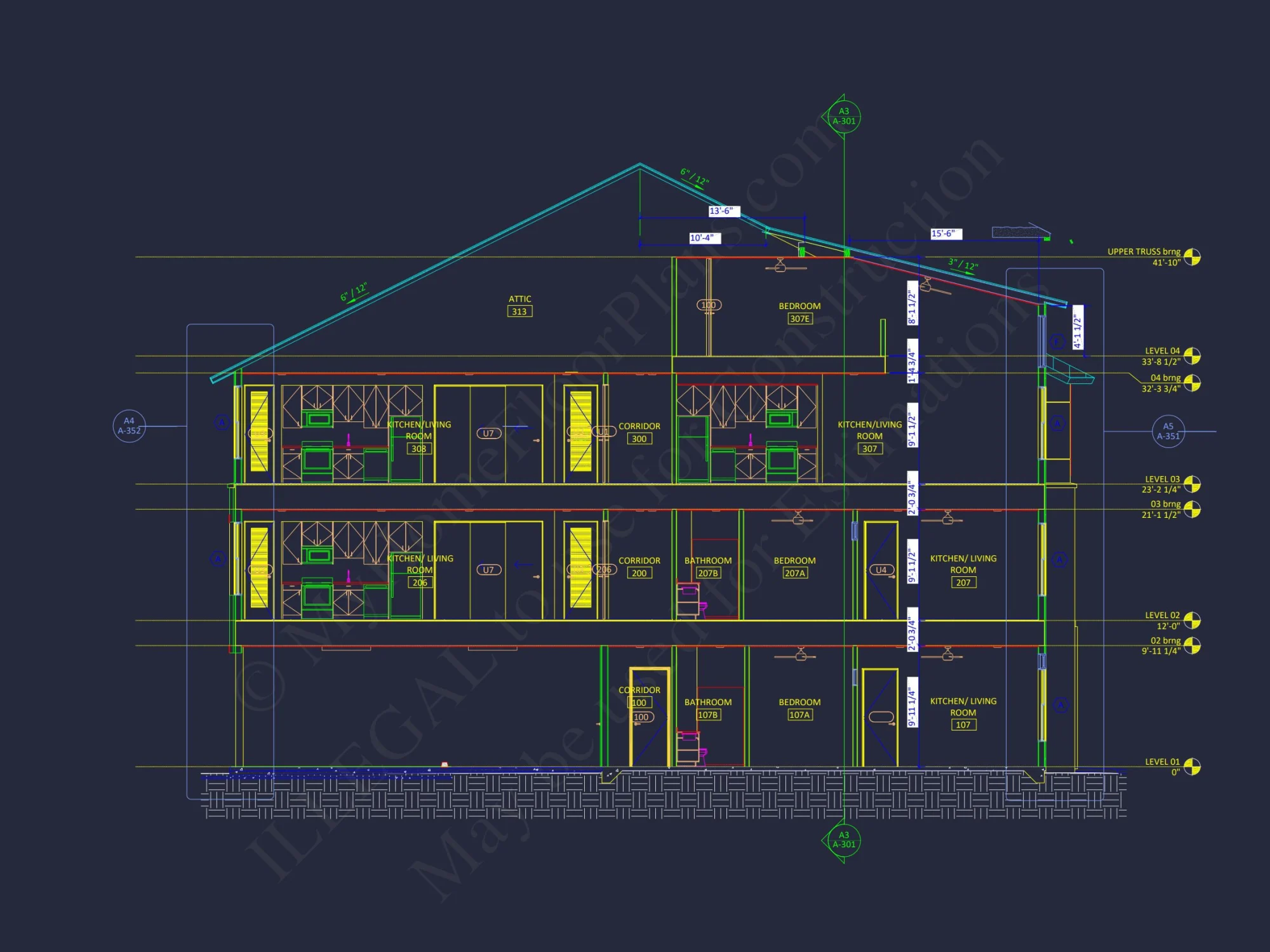 Modern Apartment Complex house Plan with Architectural Blueprints