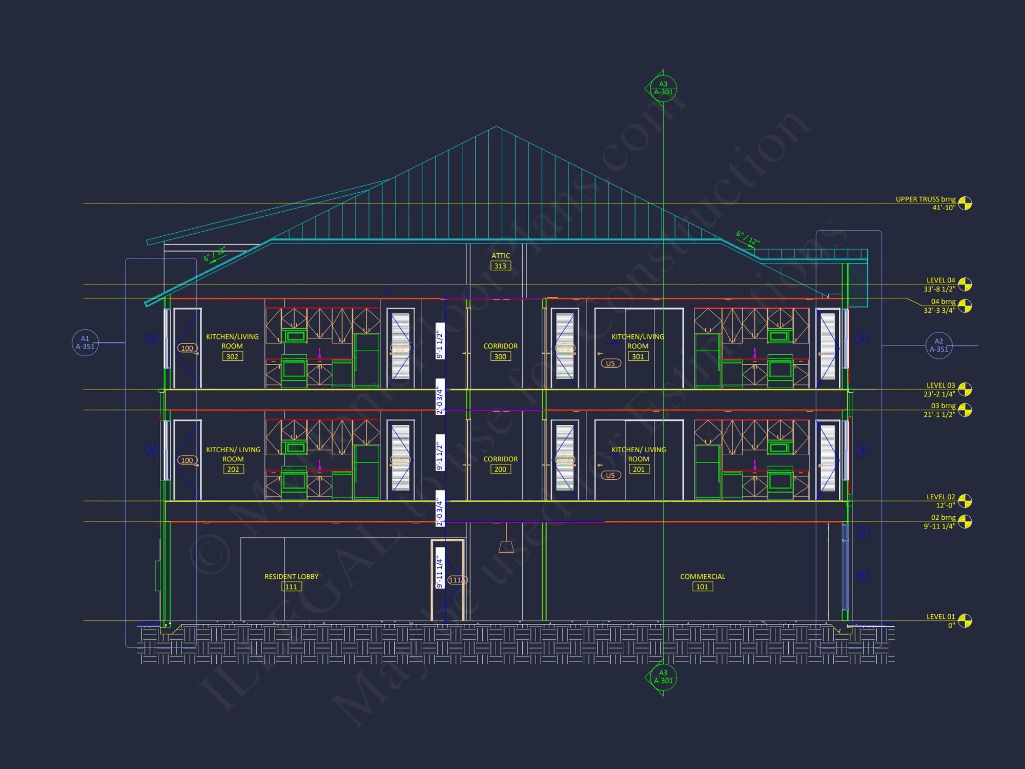Modern Apartment Complex house Plan with Architectural Blueprints
