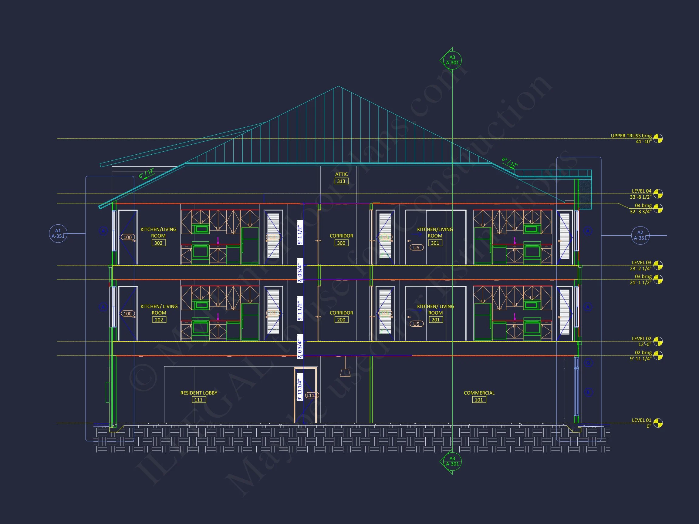 Modern Apartment Complex house Plan with Architectural Blueprints