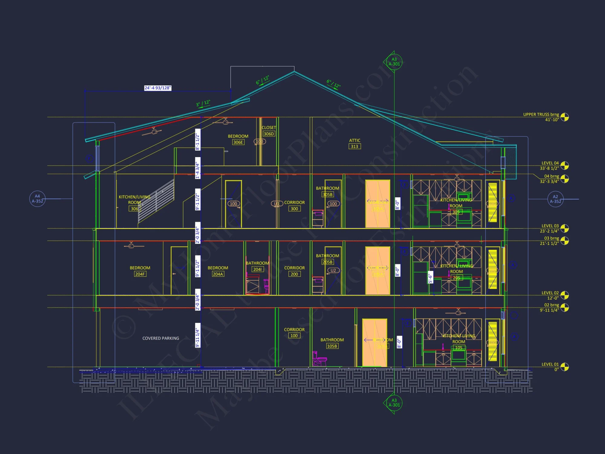 Modern Apartment Complex house Plan with Architectural Blueprints