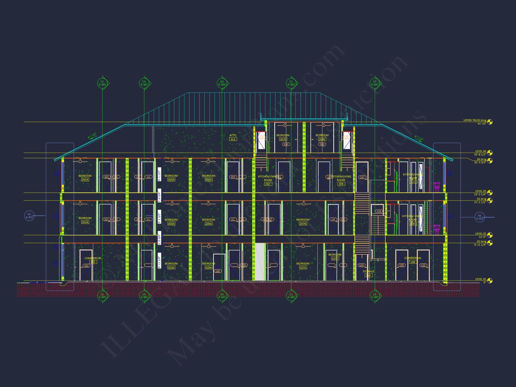 Modern Apartment Complex house Plan with Architectural Blueprints