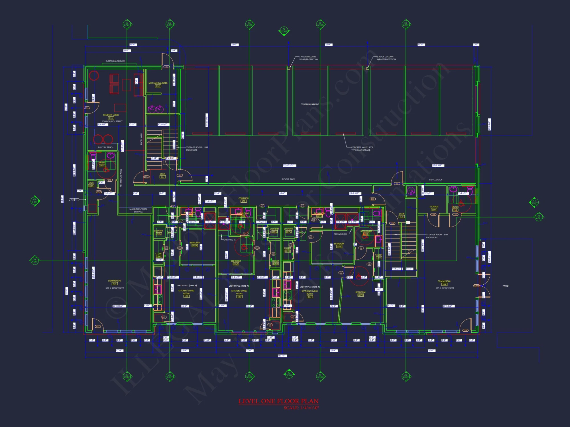 Modern Apartment Complex house Plan with Architectural Blueprints