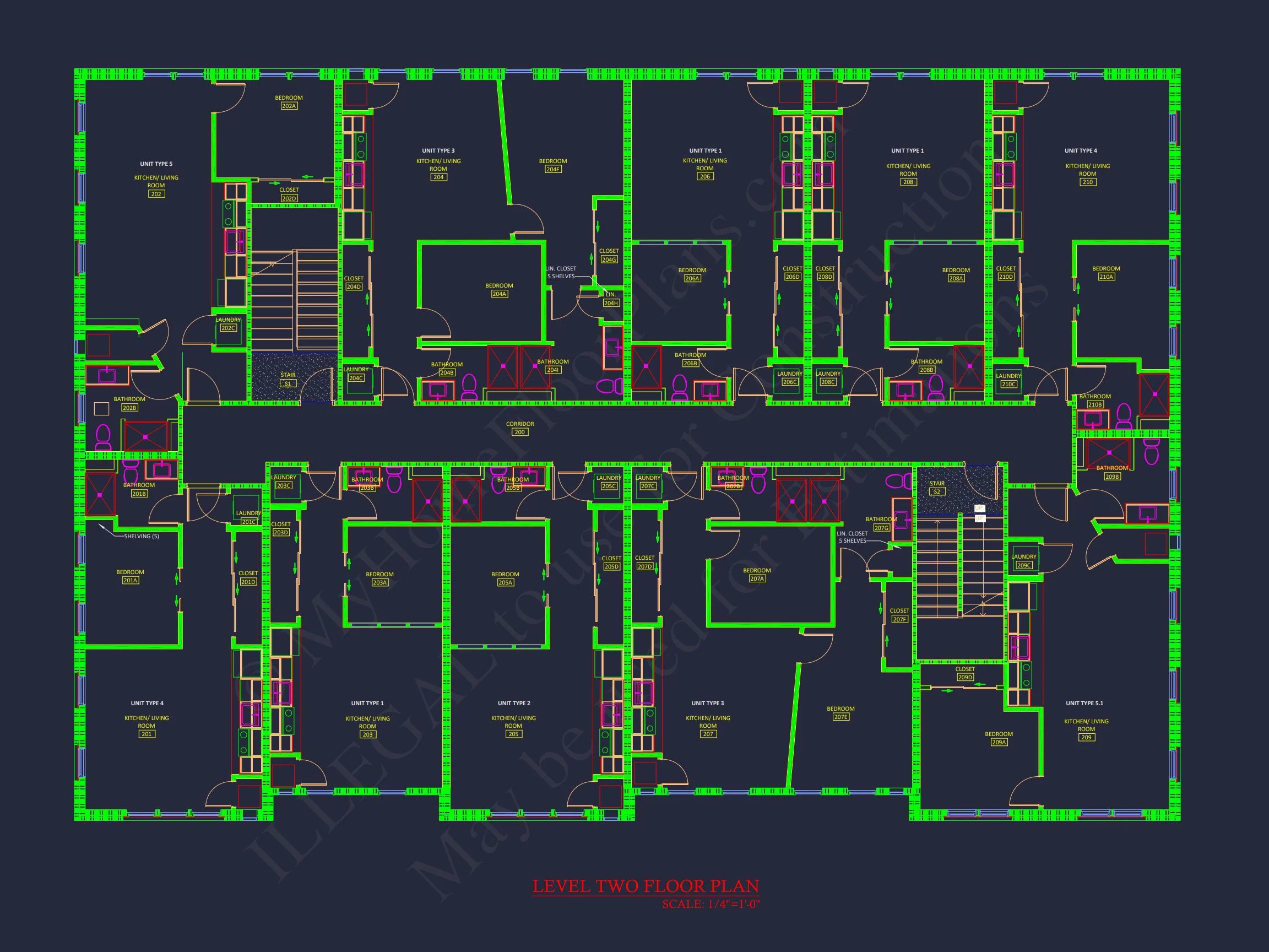 Modern Apartment Complex house Plan with Architectural Blueprints