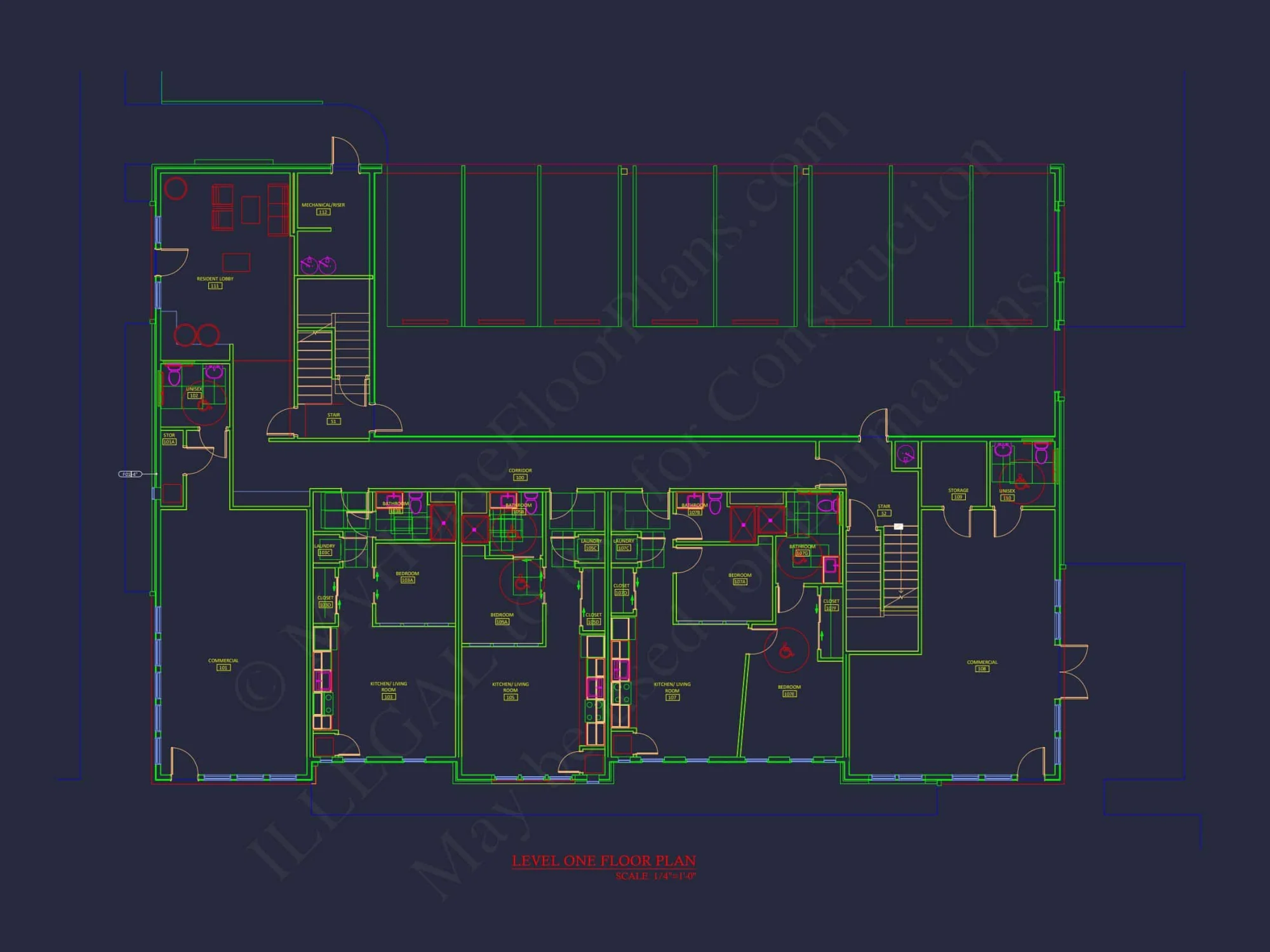Modern Apartment Complex house Plan with Architectural Blueprints